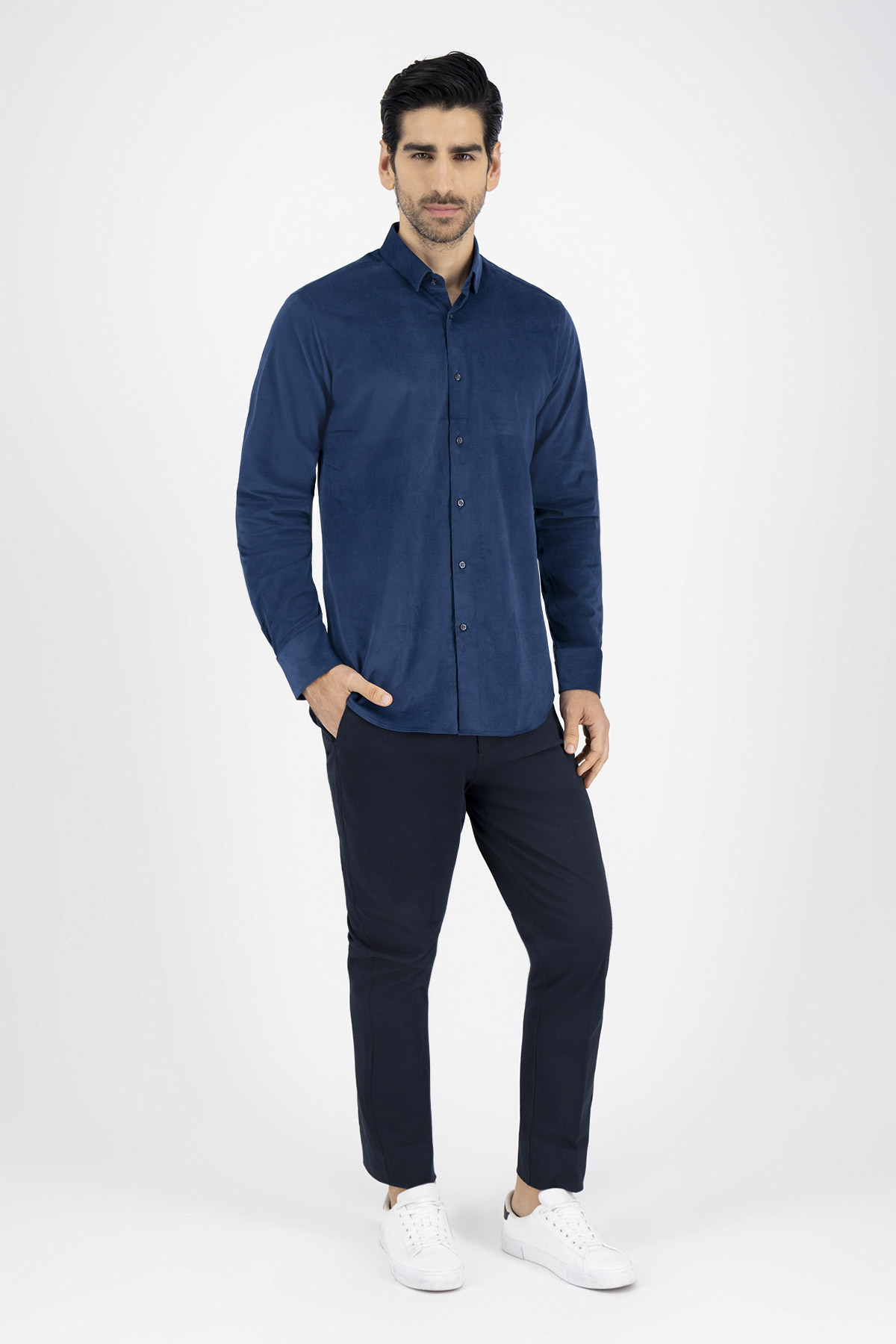 Camisa Casual Premium Cotton Slim Fit Azul
