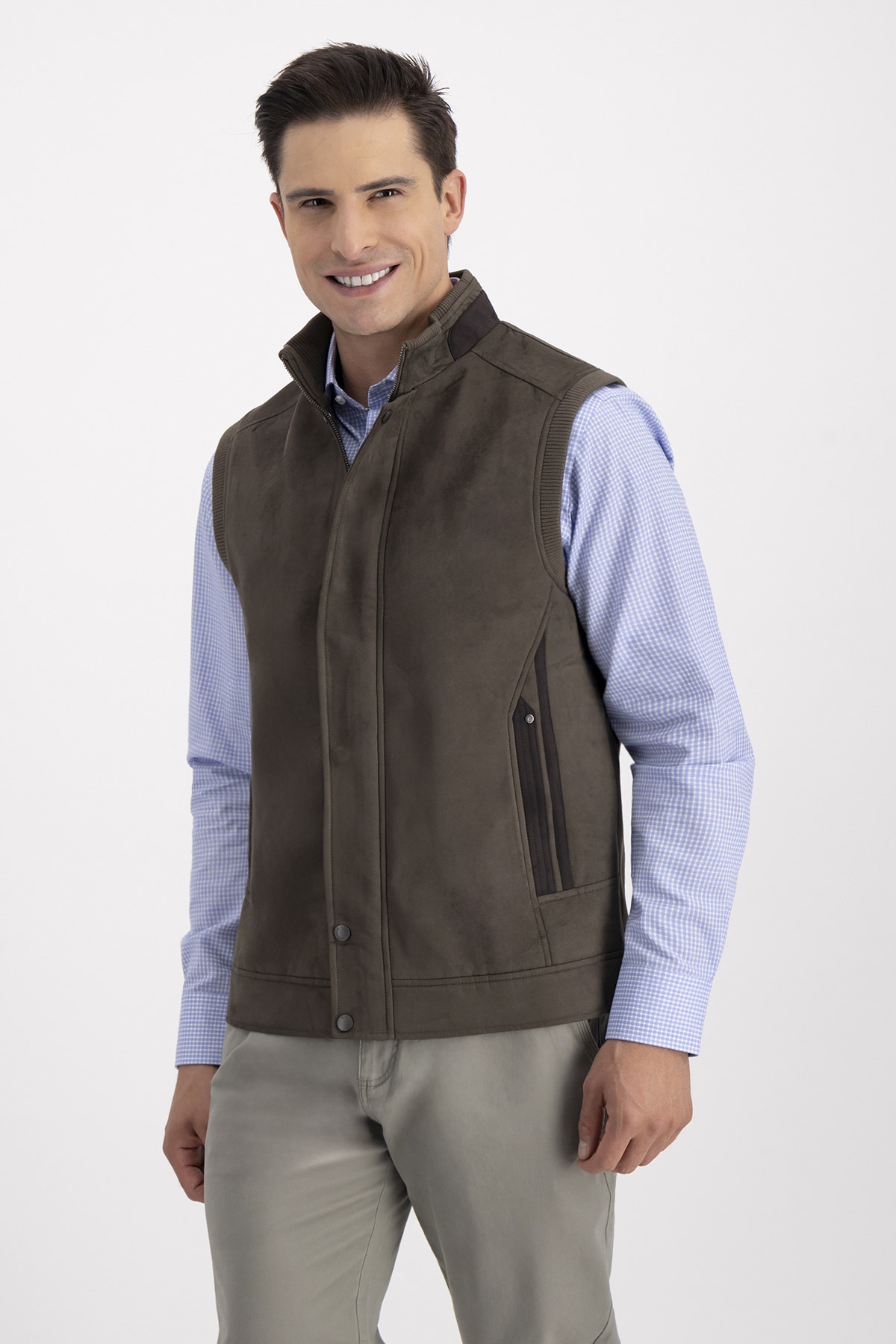 Chaleco SUEDE TOUCH Café Roberts Contemporary Fit