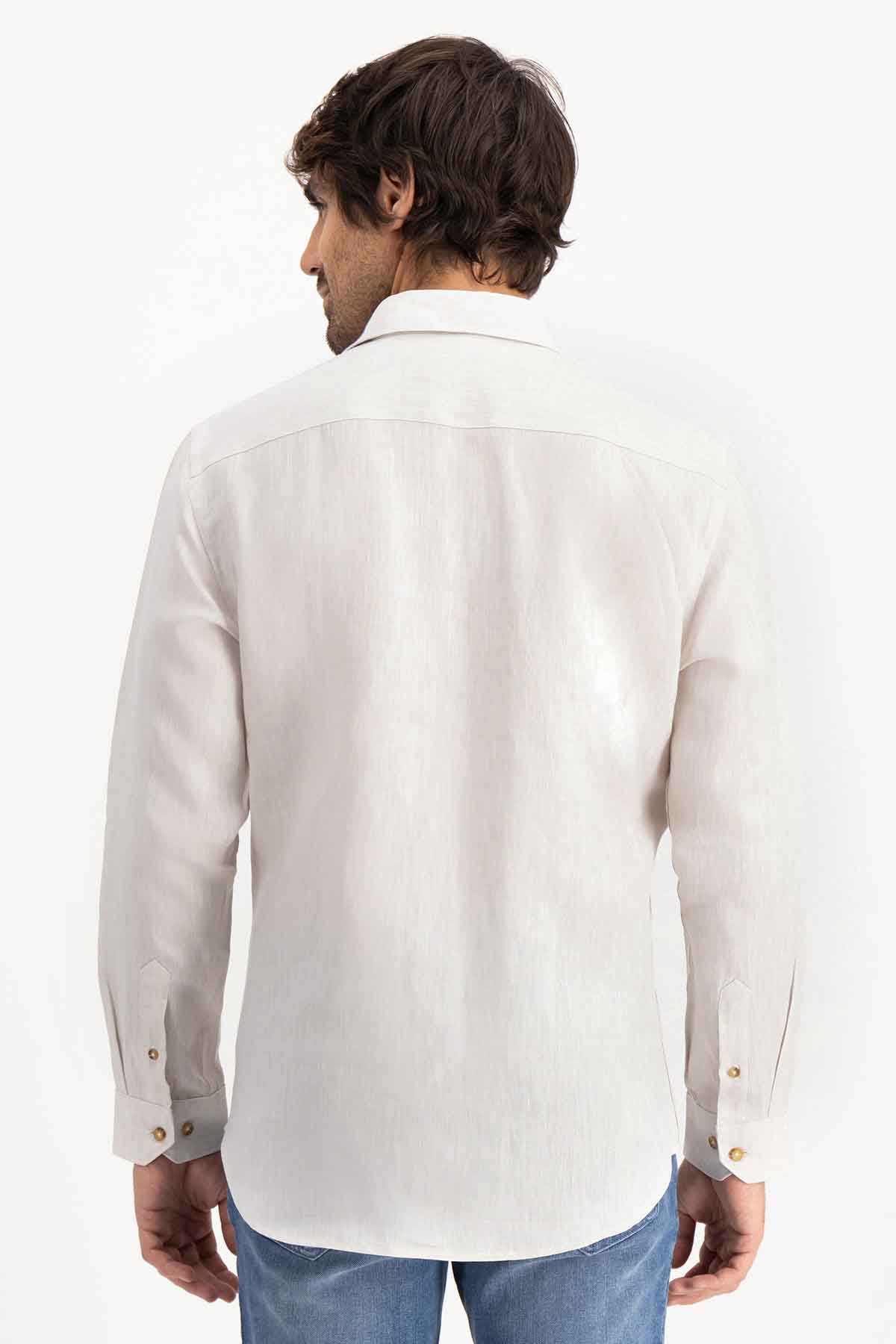 Camisa Linen Roberts Gris Perla Contemporary Fit
