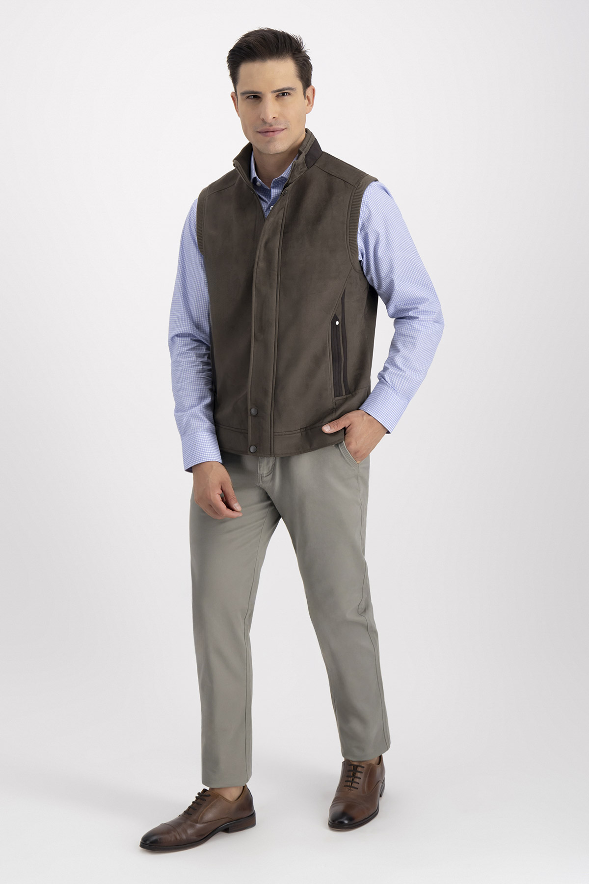 Chaleco SUEDE TOUCH Café Roberts Contemporary Fit