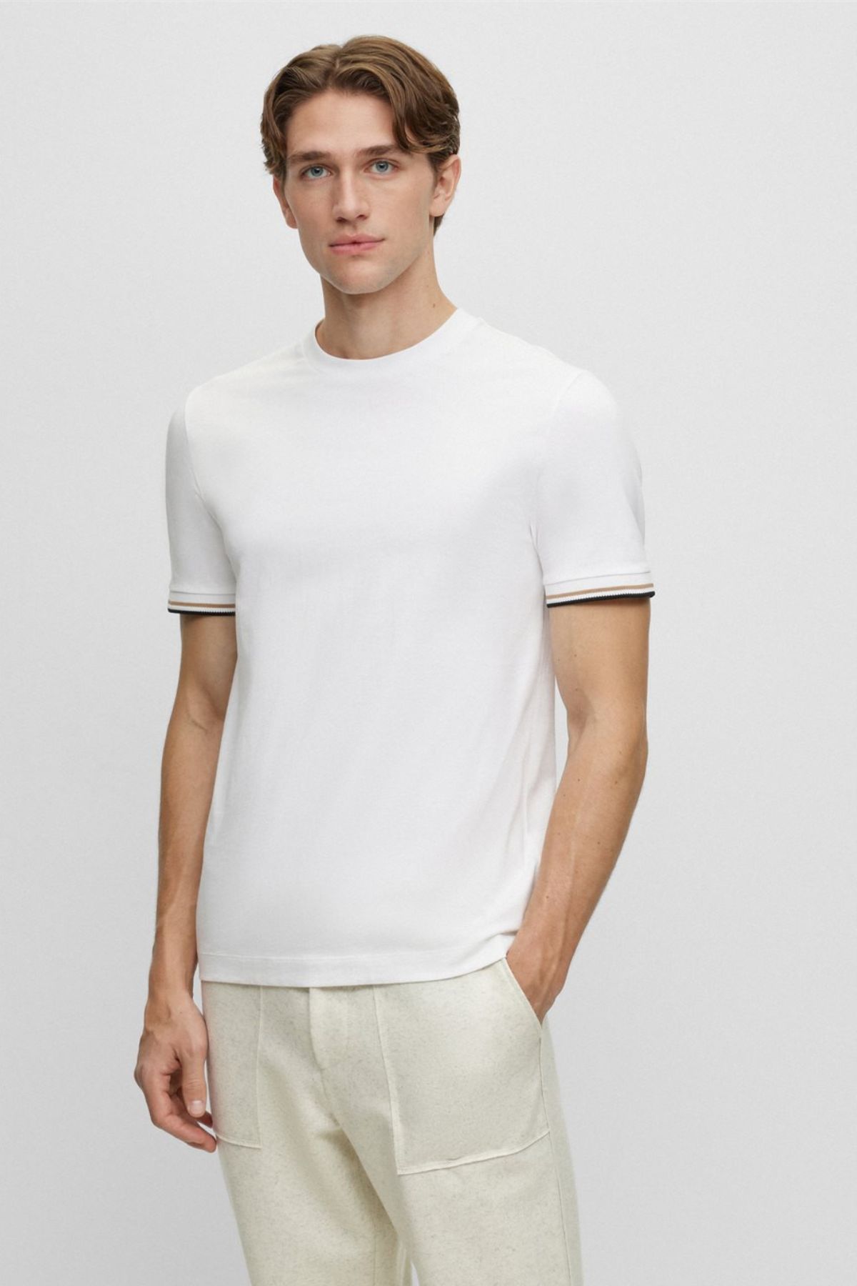 Playera Boss Casual Blanca Regular fit