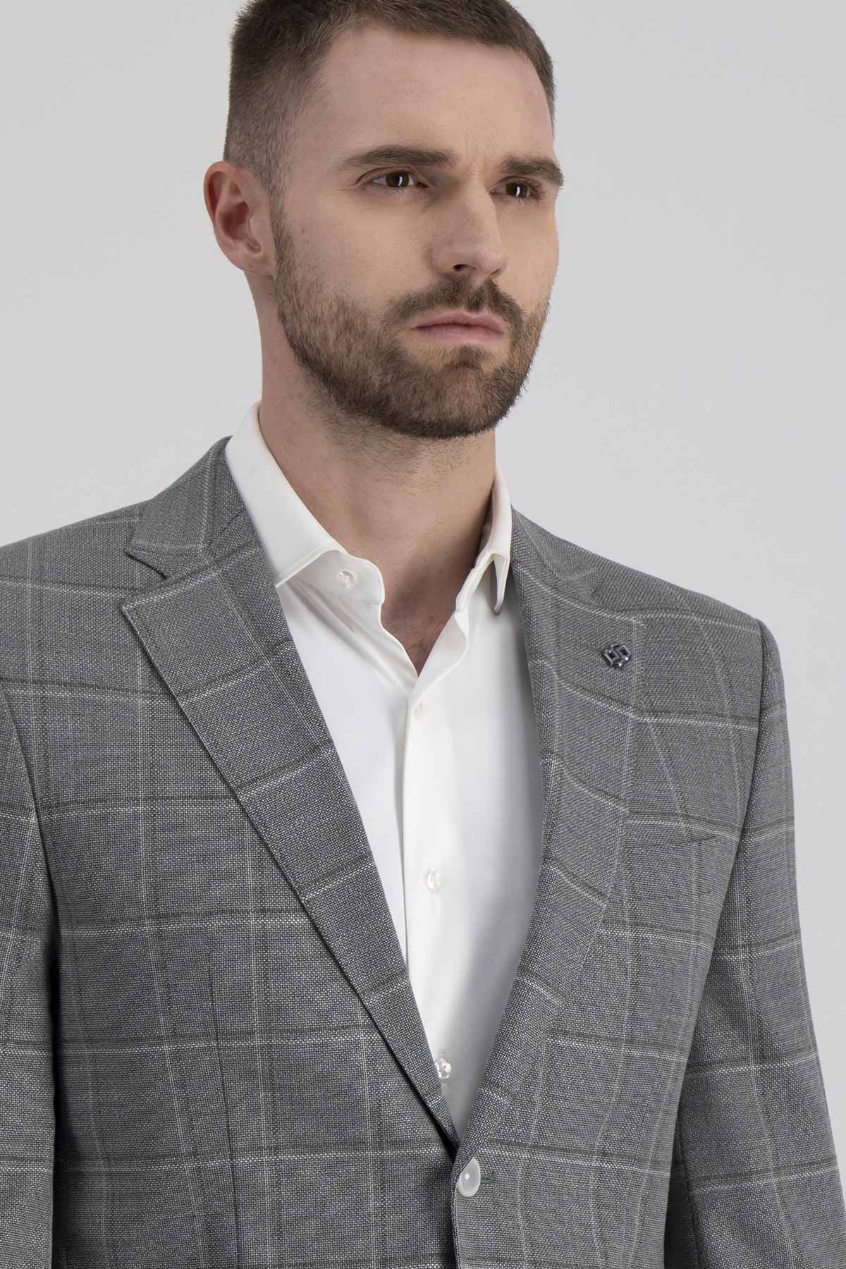 Blazer Regular Fit En Mezcla De Lana A Cuadros image number 3