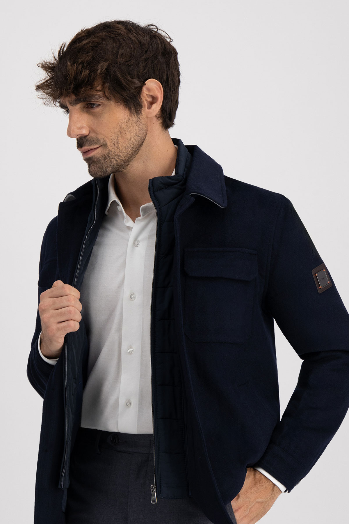 Chamarra Calderoni Azul Marino Contemporary Fit