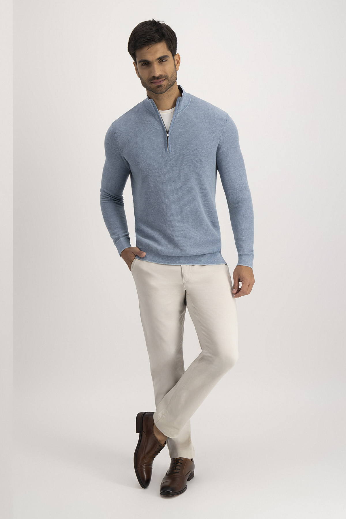 Suéter PREMIUM COTTON Roberts Azul Contemporary Fit
