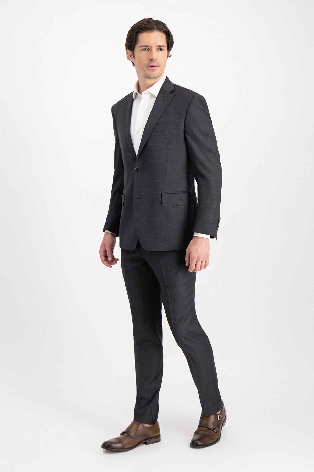 Traje Calderoni Couture Gris Oxford Regular Fit