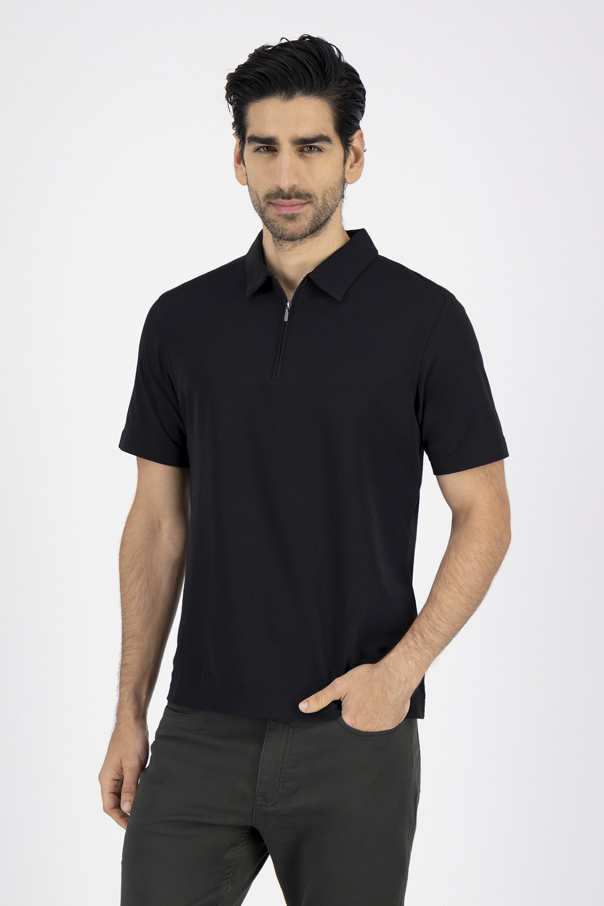Playera Tipo Polo EZ Care Technology Contemporary Fit Negro