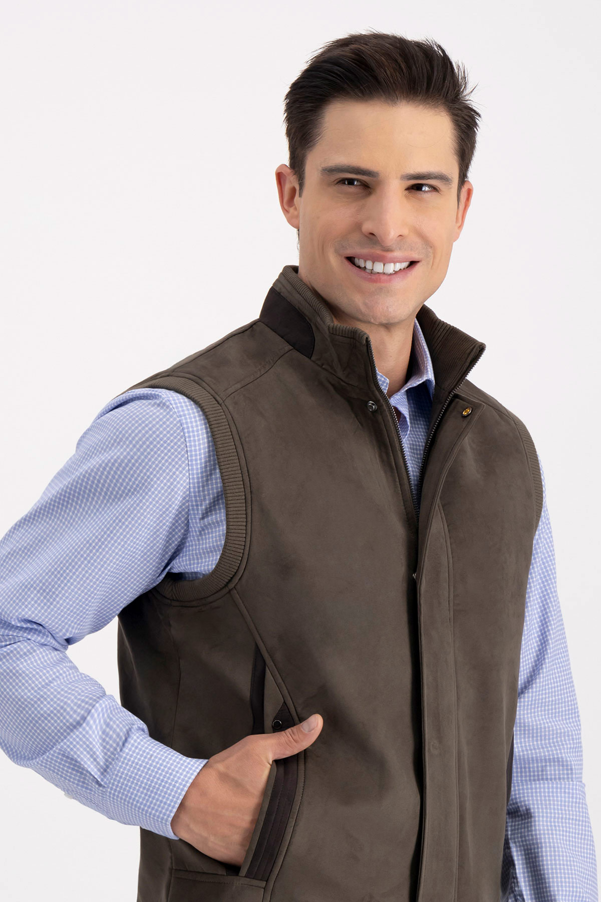 Chaleco SUEDE TOUCH Café Roberts Contemporary Fit