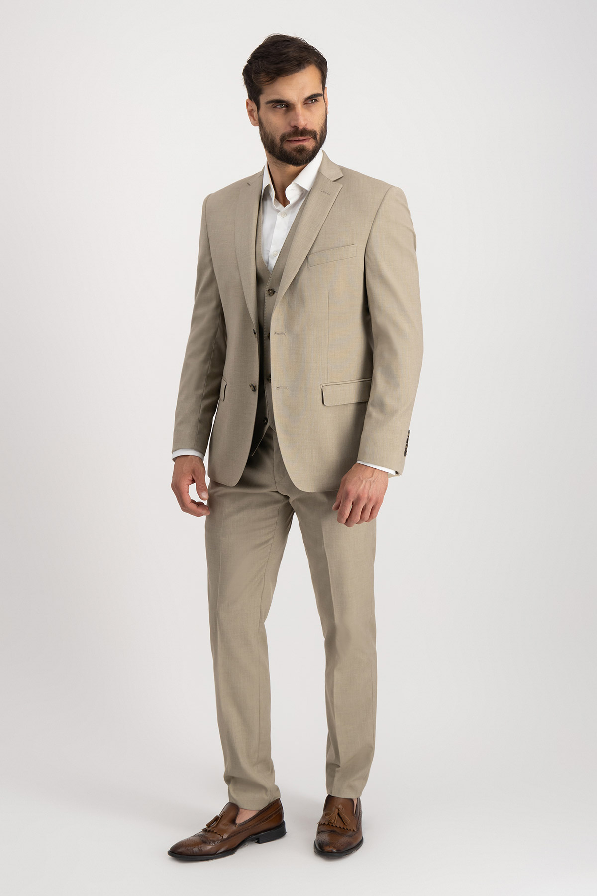 Traje Trío Beige Roberts Red Slim Fit
