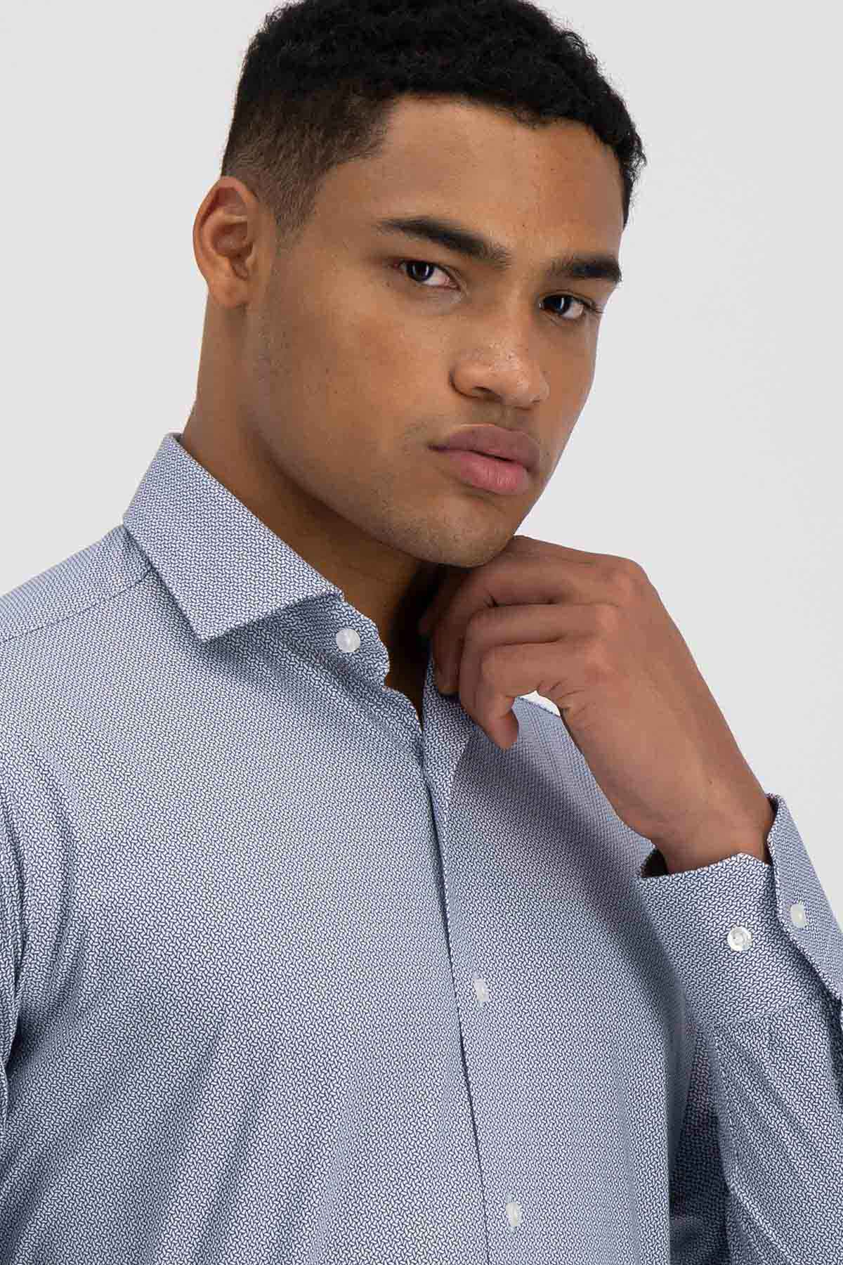 Camisa Knit Calderoni Color Azul Marino Regular Fit