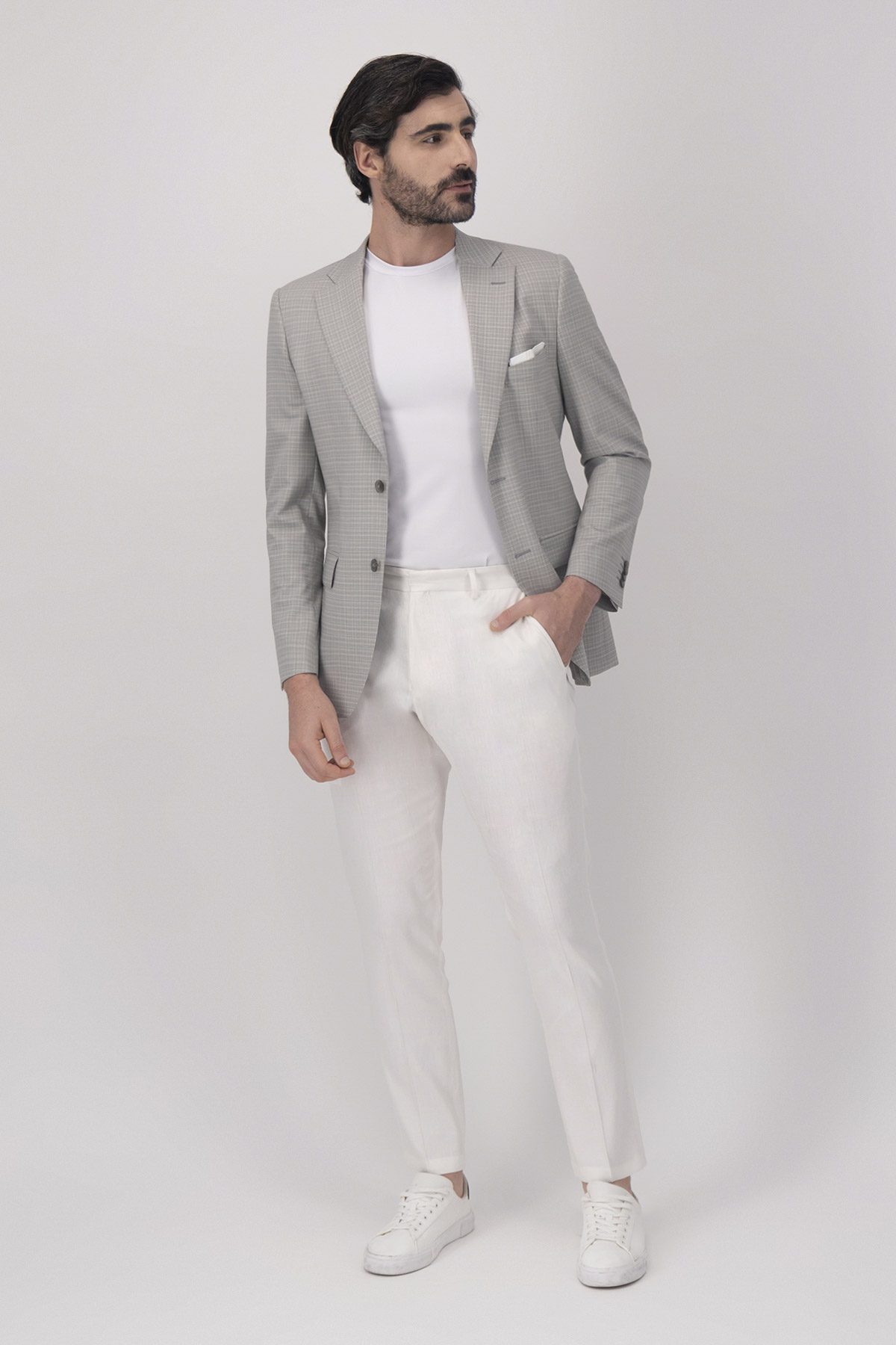 Pantalón Formal Color Blanco Slim Fit