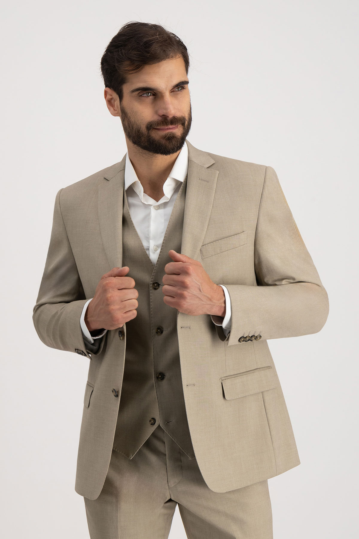 Traje Trío Beige Roberts Red Slim Fit