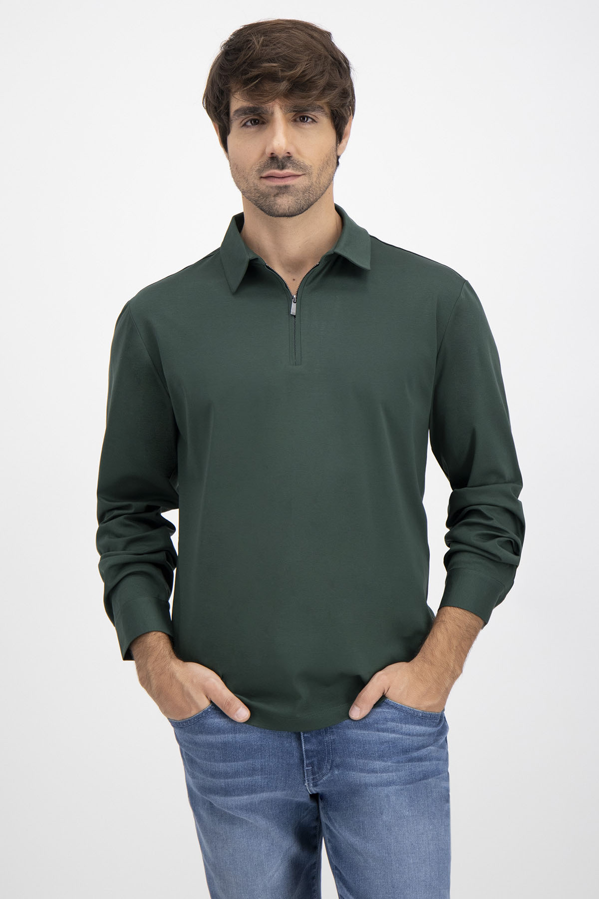 Polo MERCERIZED COTTON Calderoni Verde Obscuro Contemporary Fit