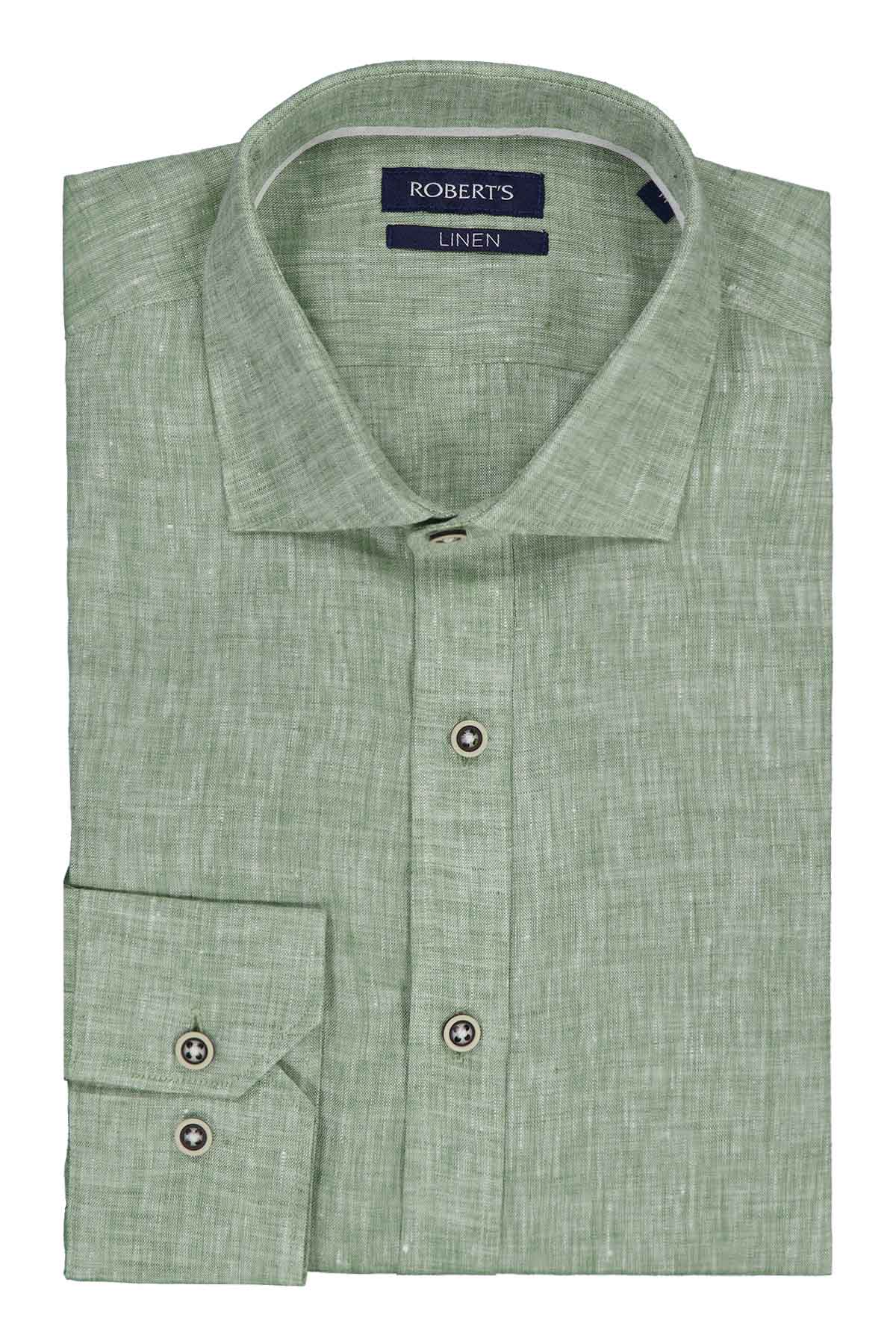 Camisa Casual LINEN Roberts Verde Slim Fit