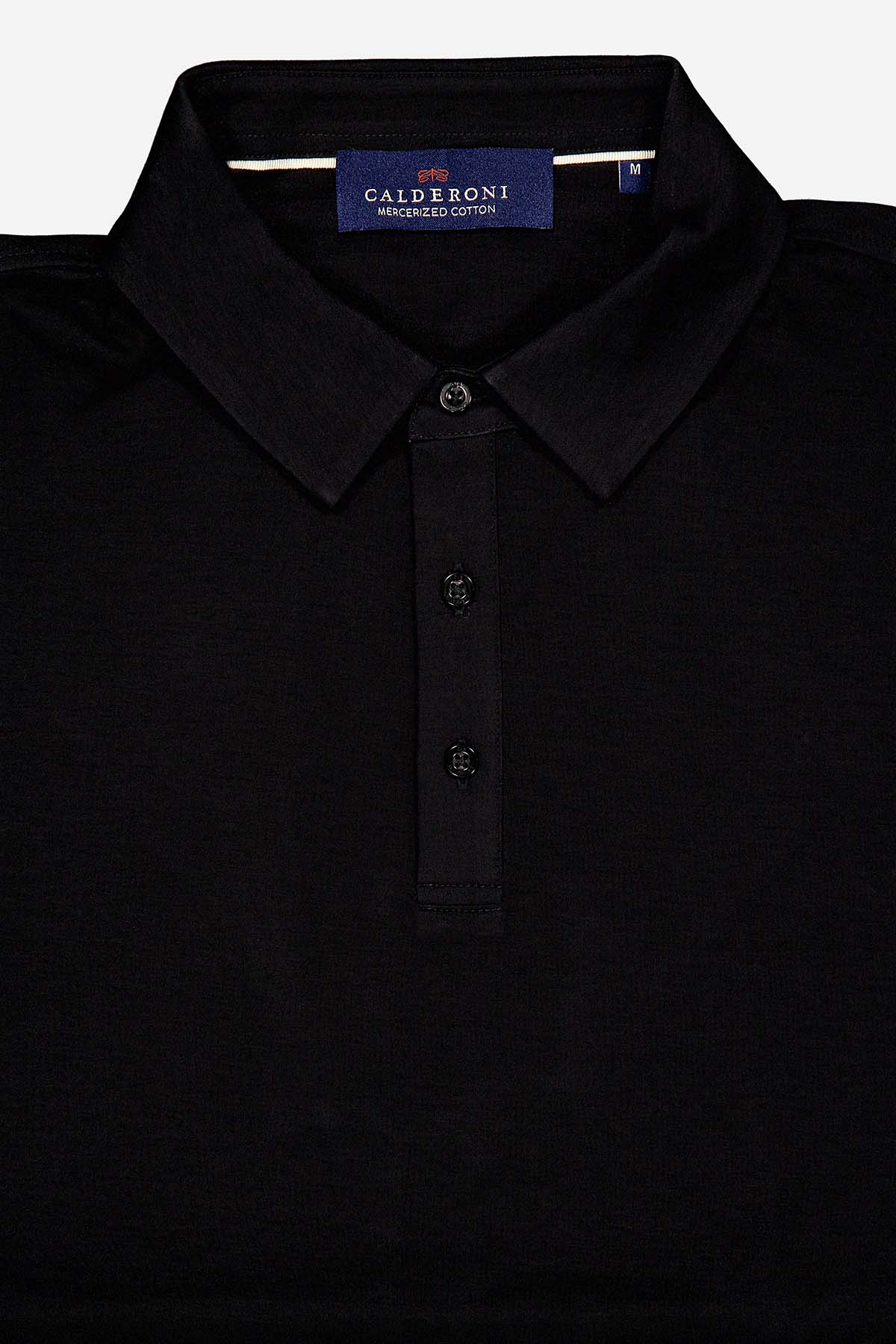 Polo MERCERIZED COTTON Calderoni Negro Contemporary Fit image number 8