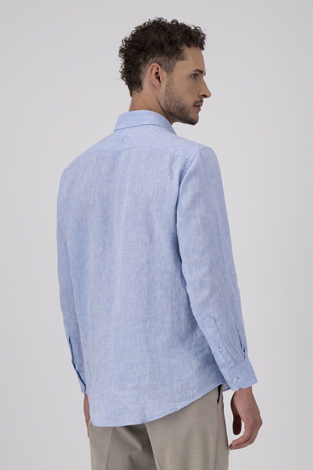 Camisa Casual LINEN Color Azul Claro Regular Fit