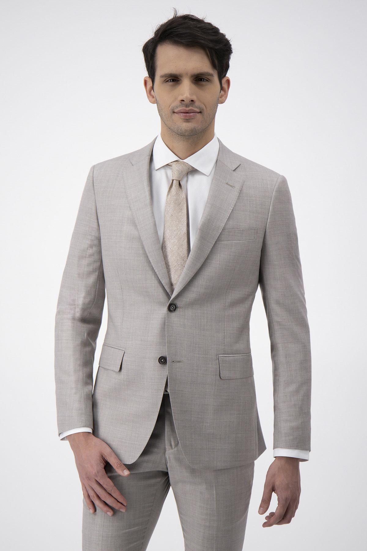 Traje Calderoni Couture Beige Slim Fit