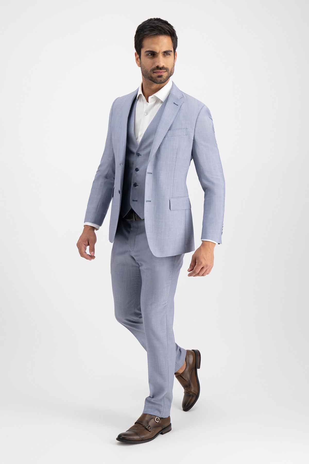 Traje Trío Calderoni Color Azul Contemporary Fit