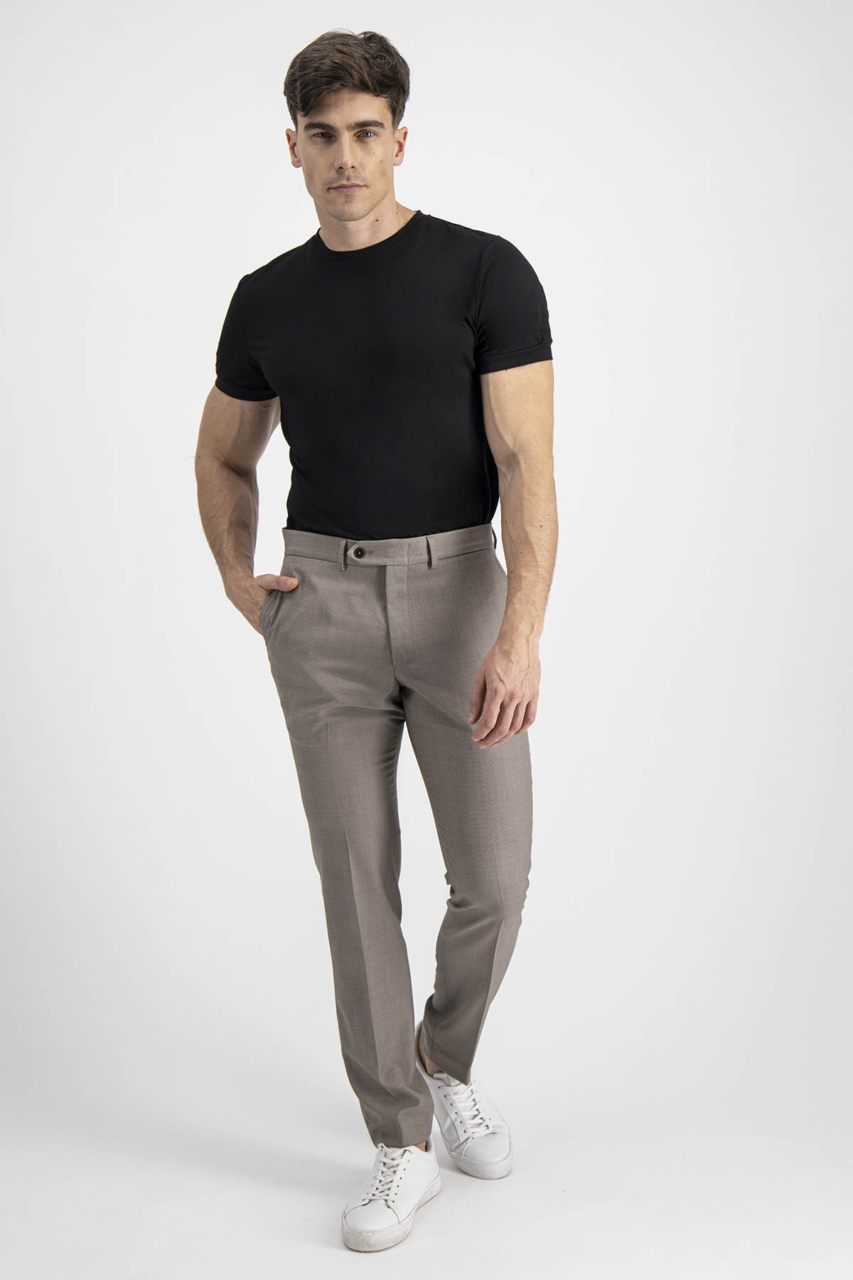 Pantalón Vestir Roberts Café Slim Fit