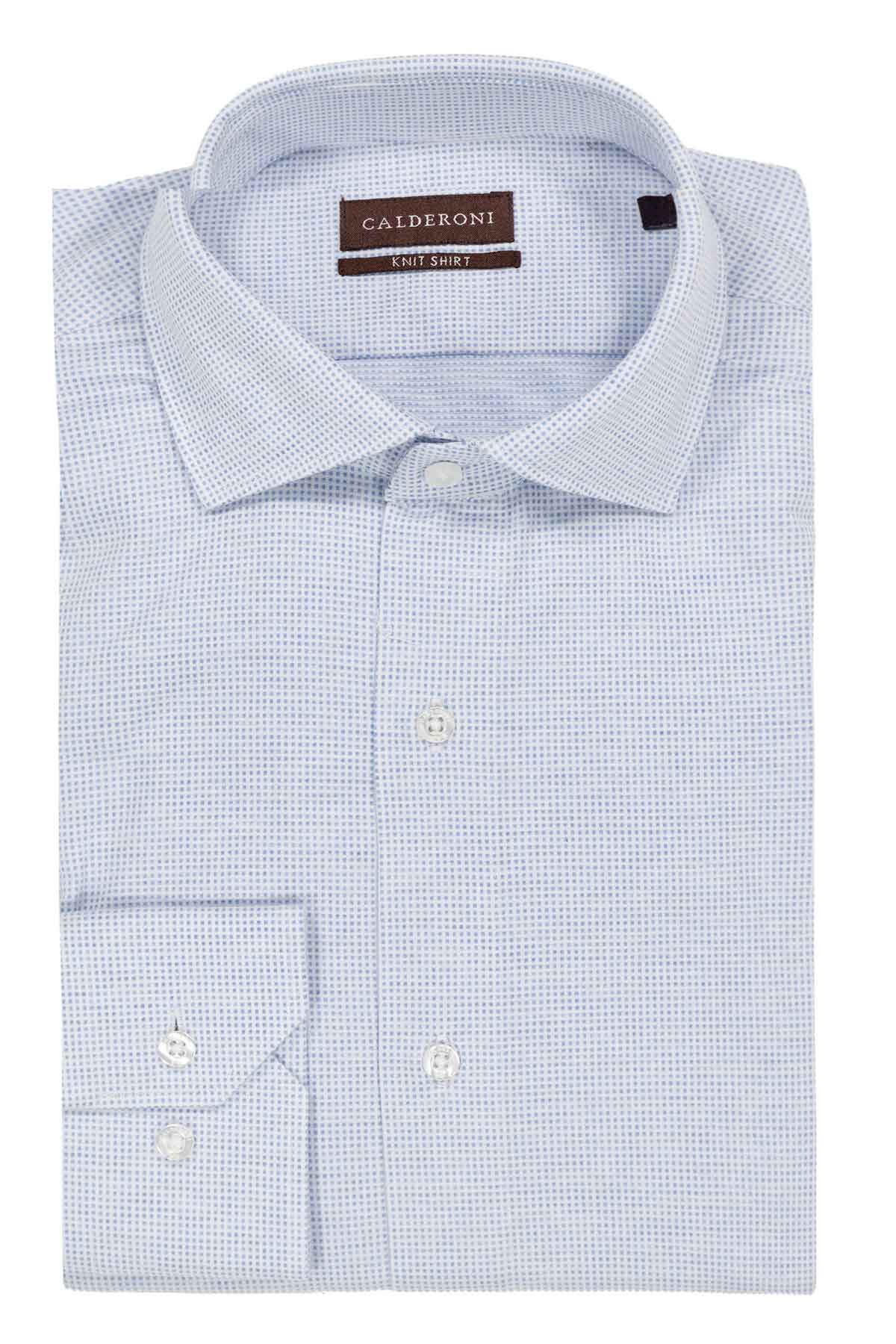 Camisa Knit Calderoni Color Azul Regular Fit