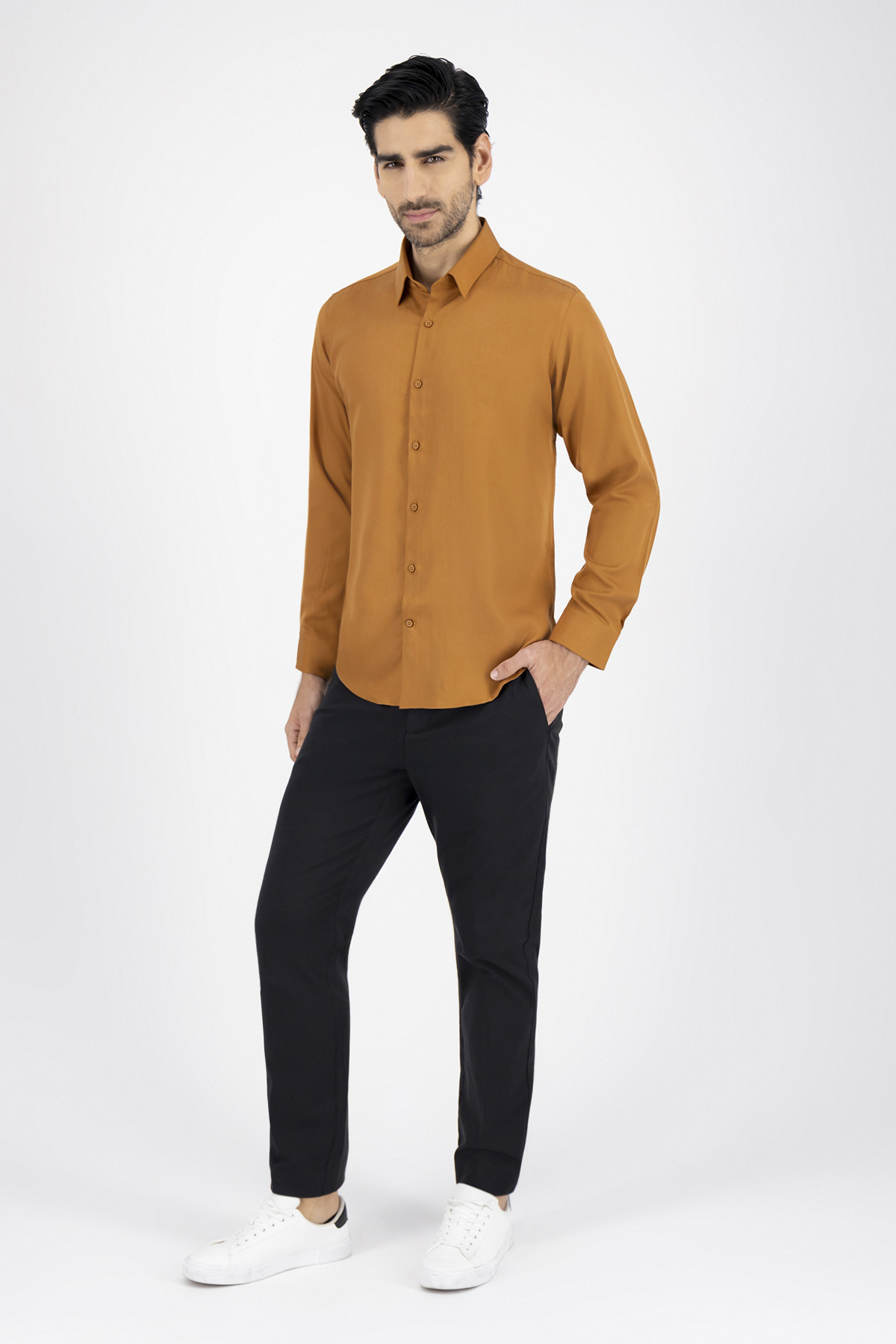 Camisa Casual Bio Tencel Slim Fit Café image number 4