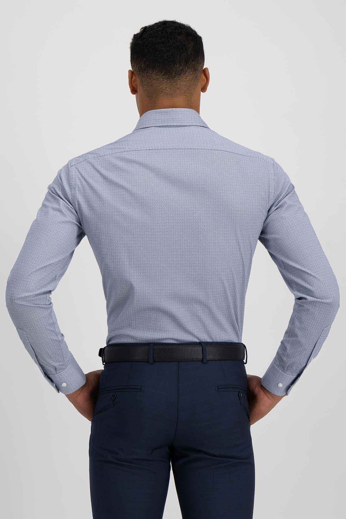 Camisa Knit Calderoni Color Azul Marino Regular Fit