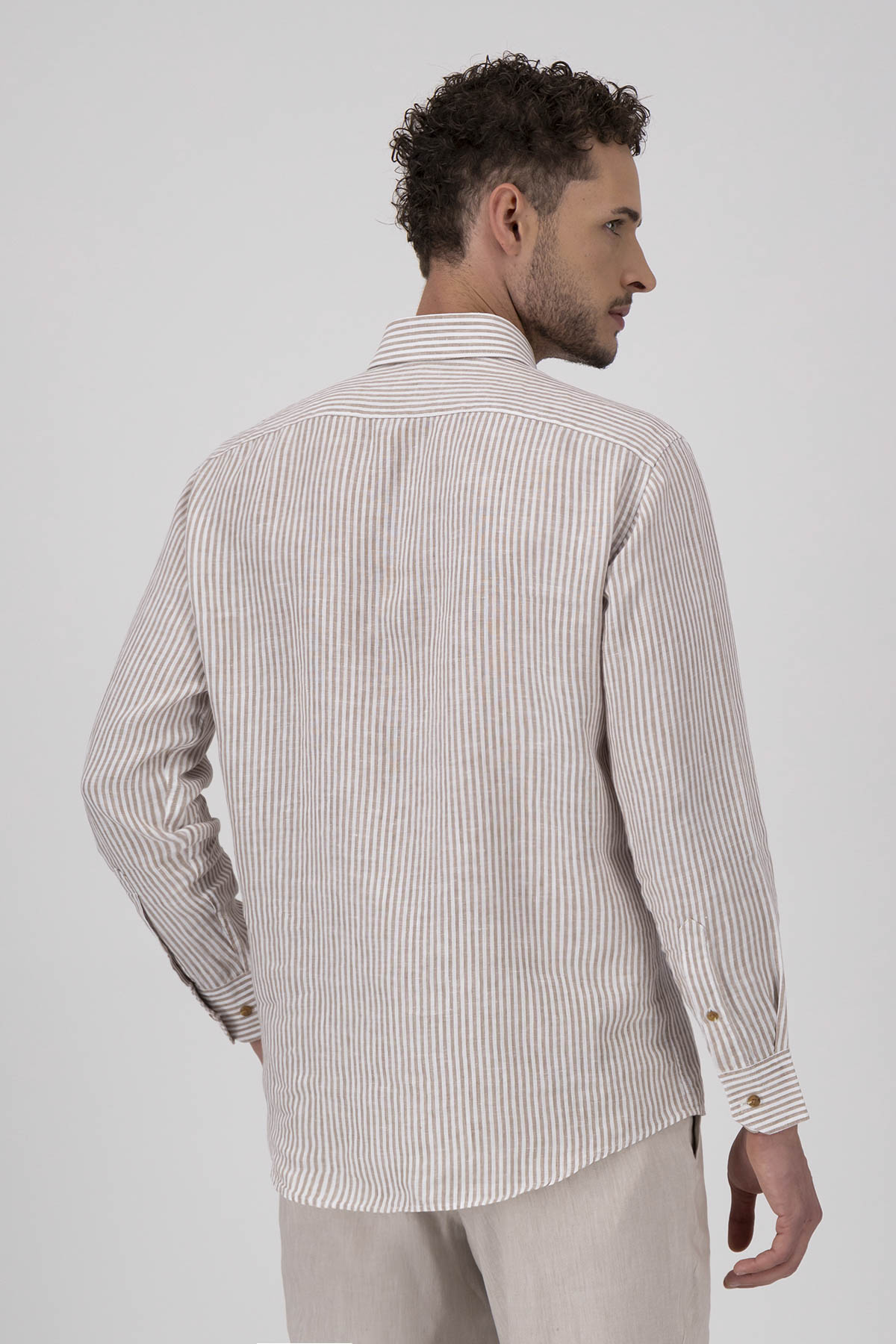 Camisa Casual LINEN Color Café Regular Fit