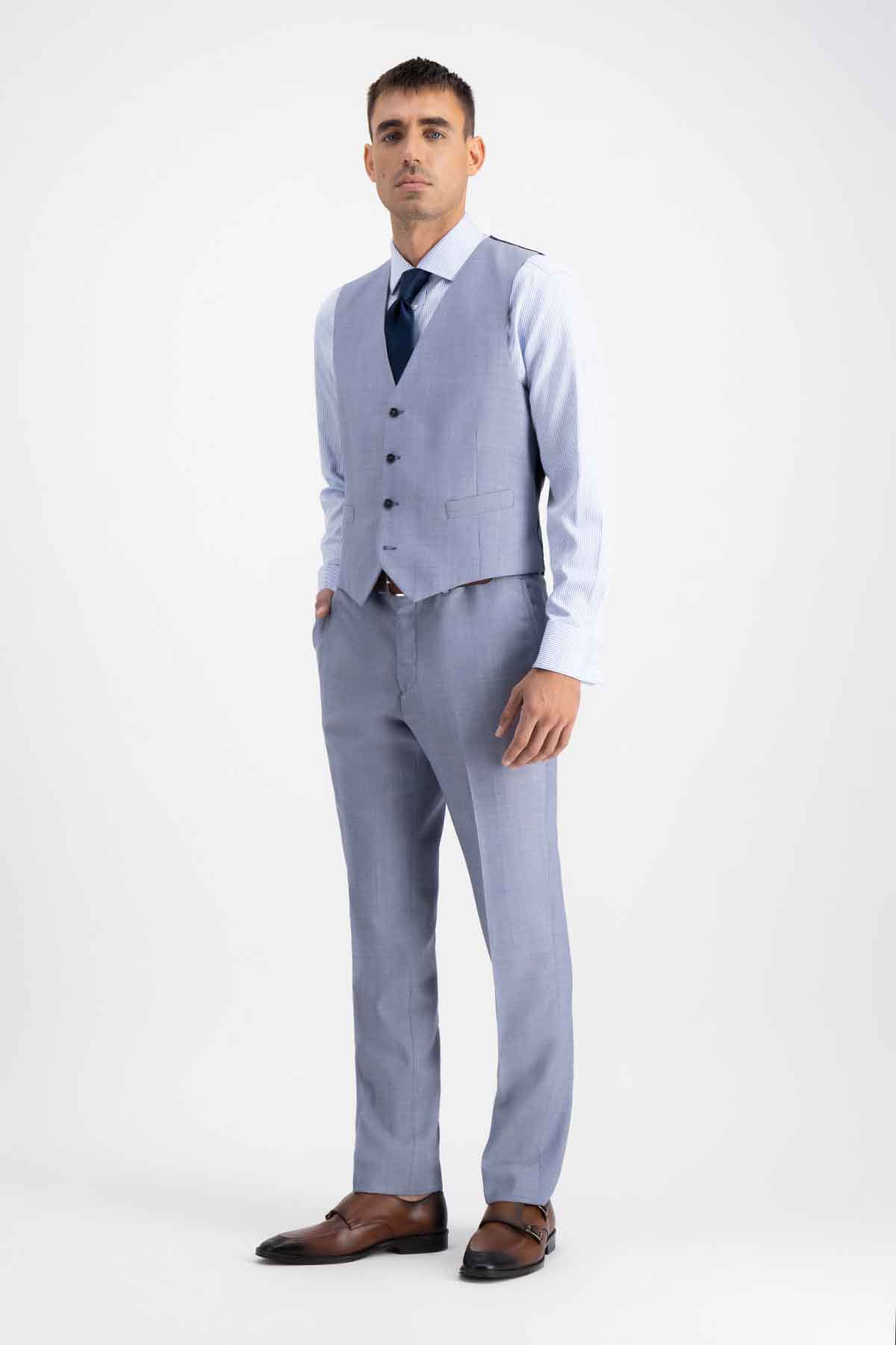 Traje Trío Calderoni Color Azul Contemporary Fit