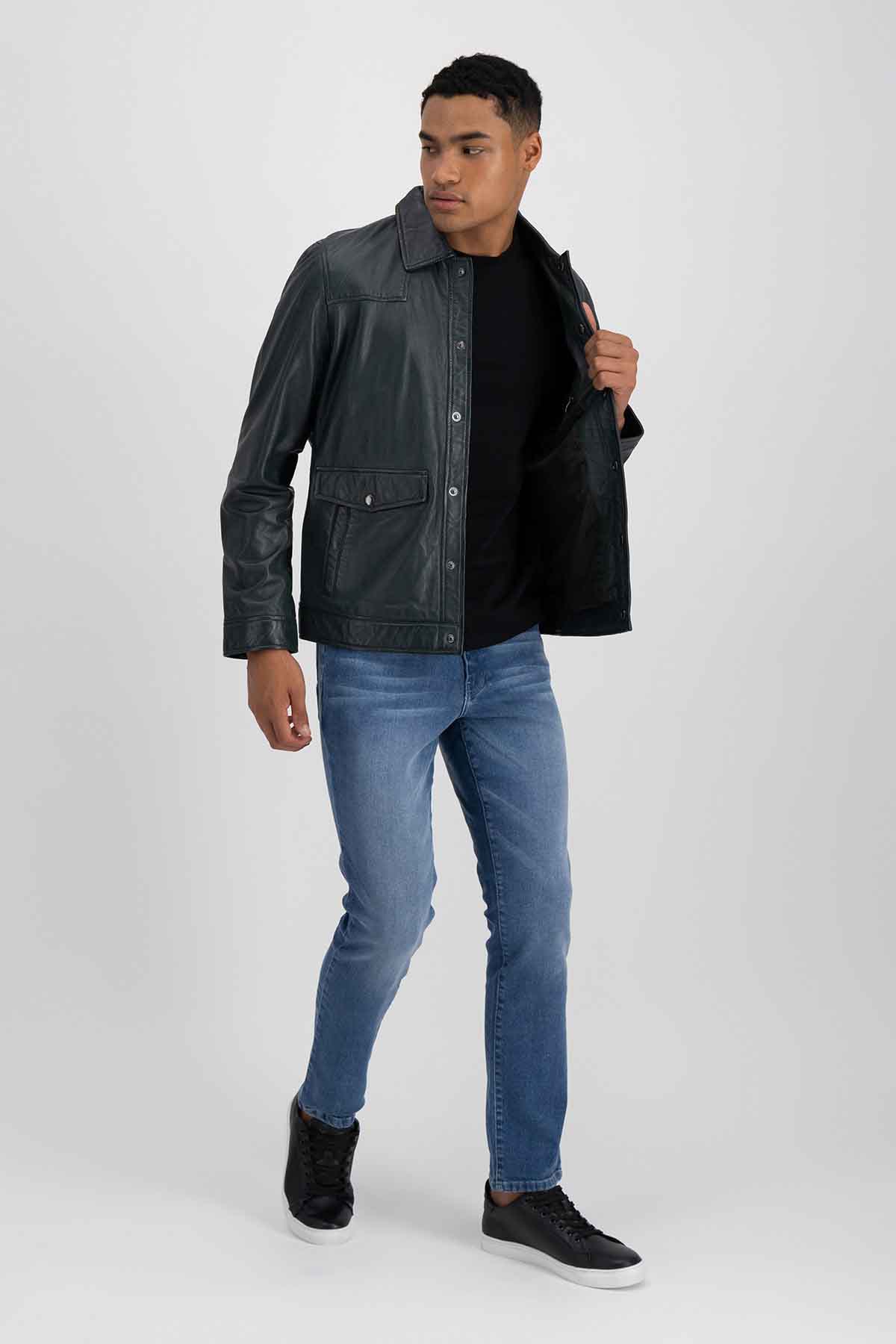 Chamarra Calderoni Verde Obscuro Regular Fit