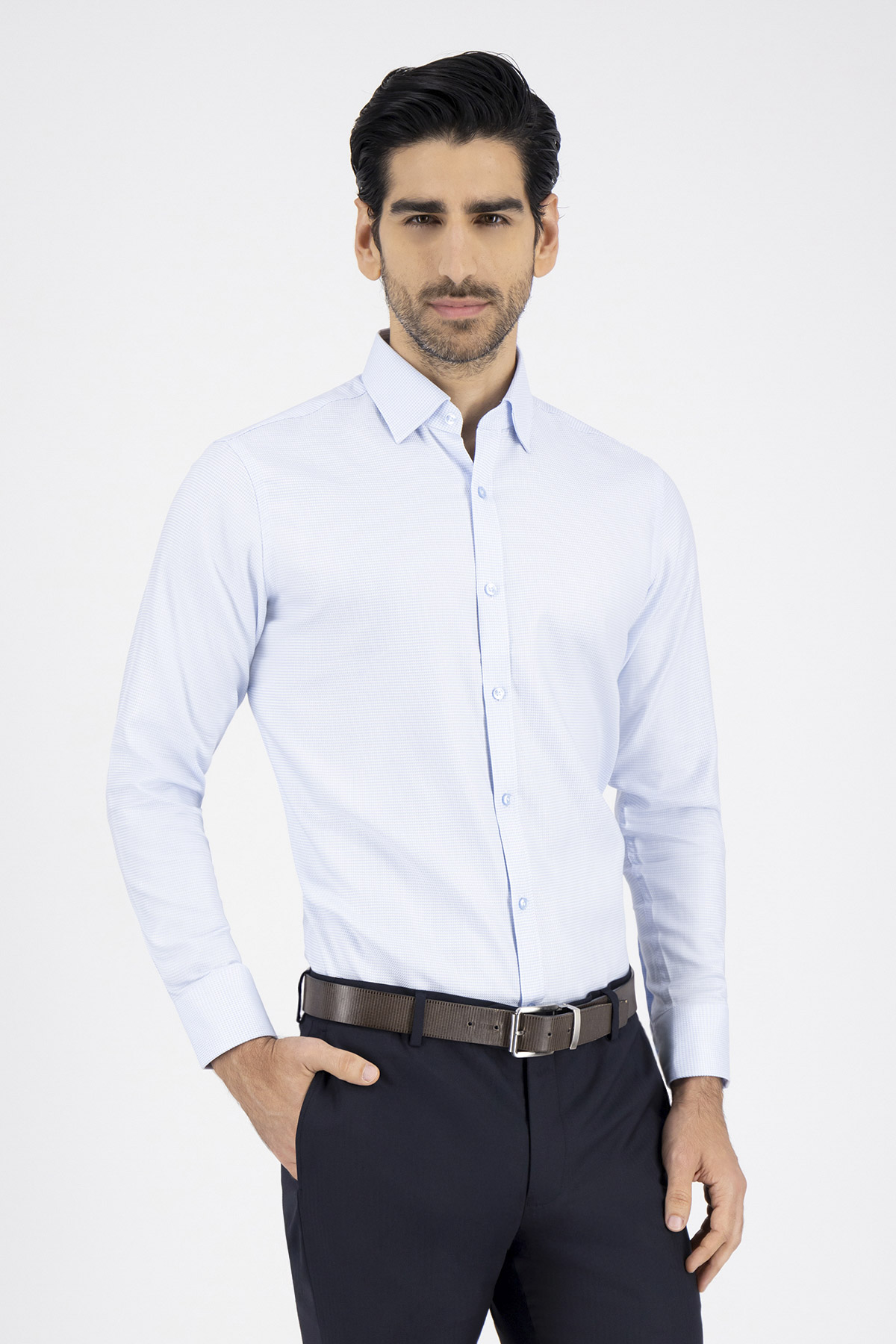 Camisa Formal Easy Care Slim Fit Azul Claro