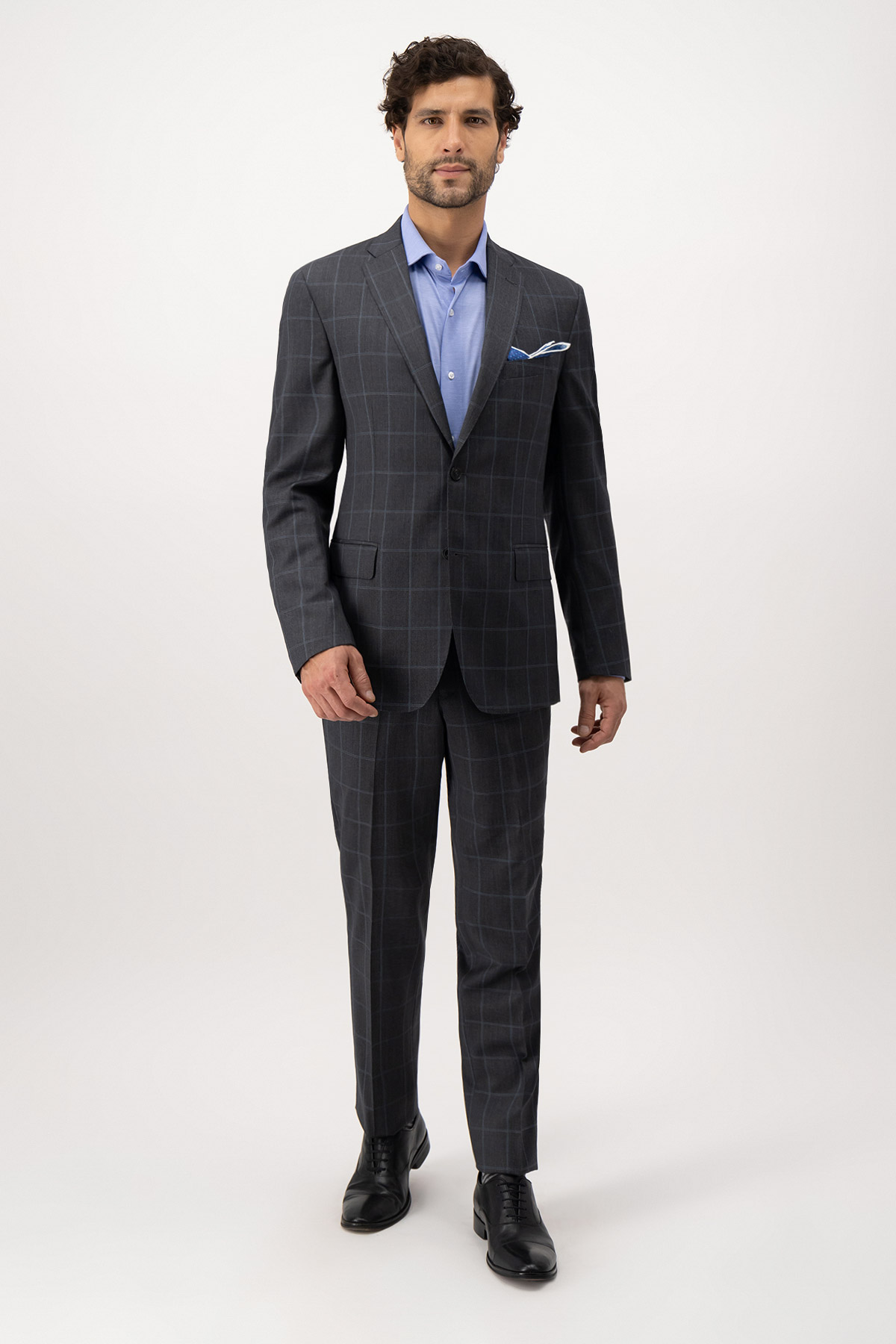 Traje Calderoni Couture Gris Oxford Contemporary Fit