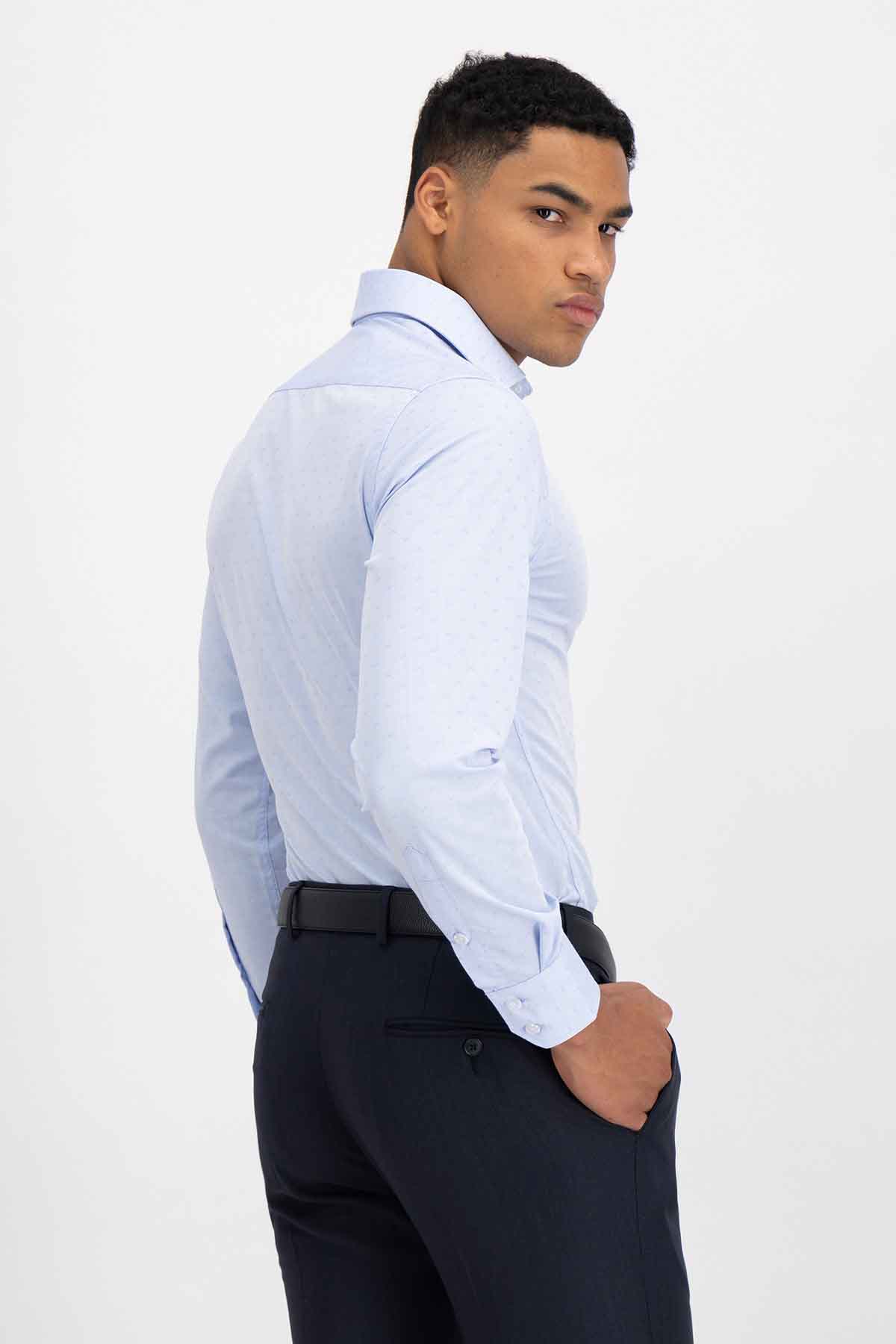 Camisa Vestir Roberts Red Azul Slim Fit