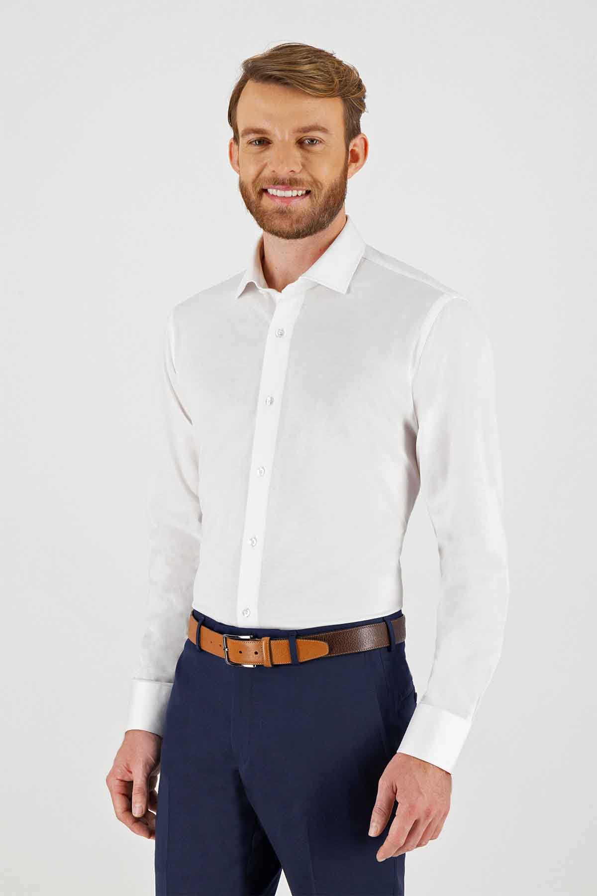 Camisa Knit Calderoni Regular fit Color blanco
