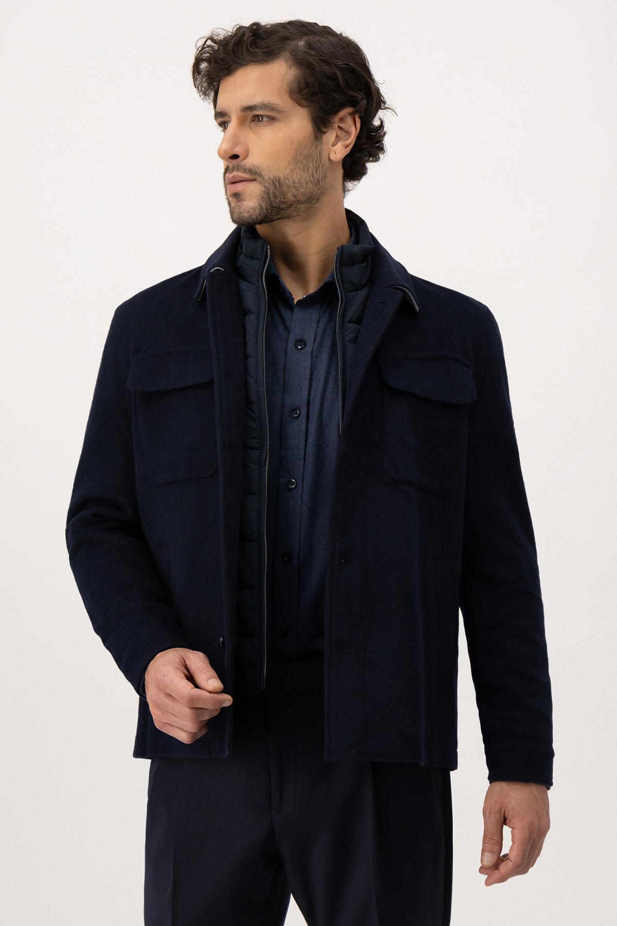 Chamarra Calderoni Azul Marino Contemporary Fit