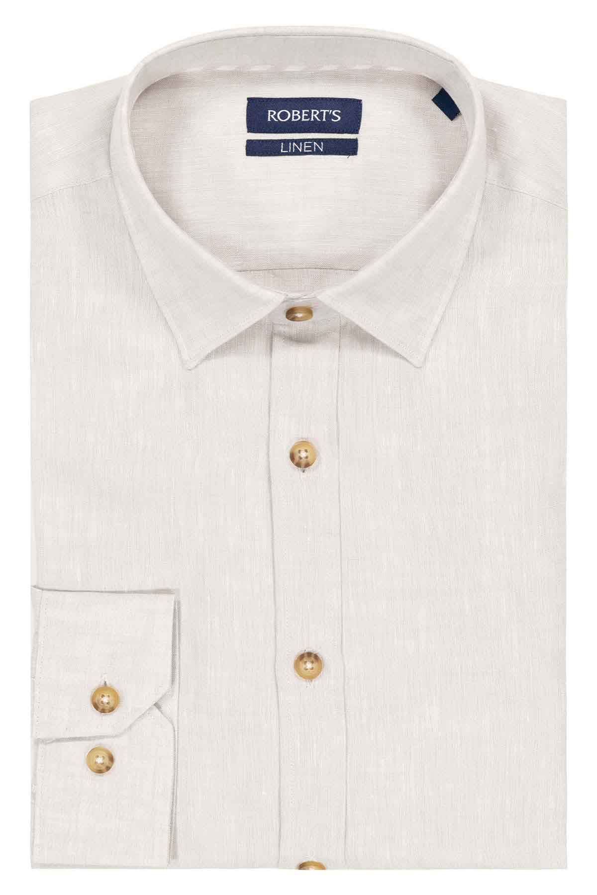 Camisa Linen Roberts Gris Perla Contemporary Fit