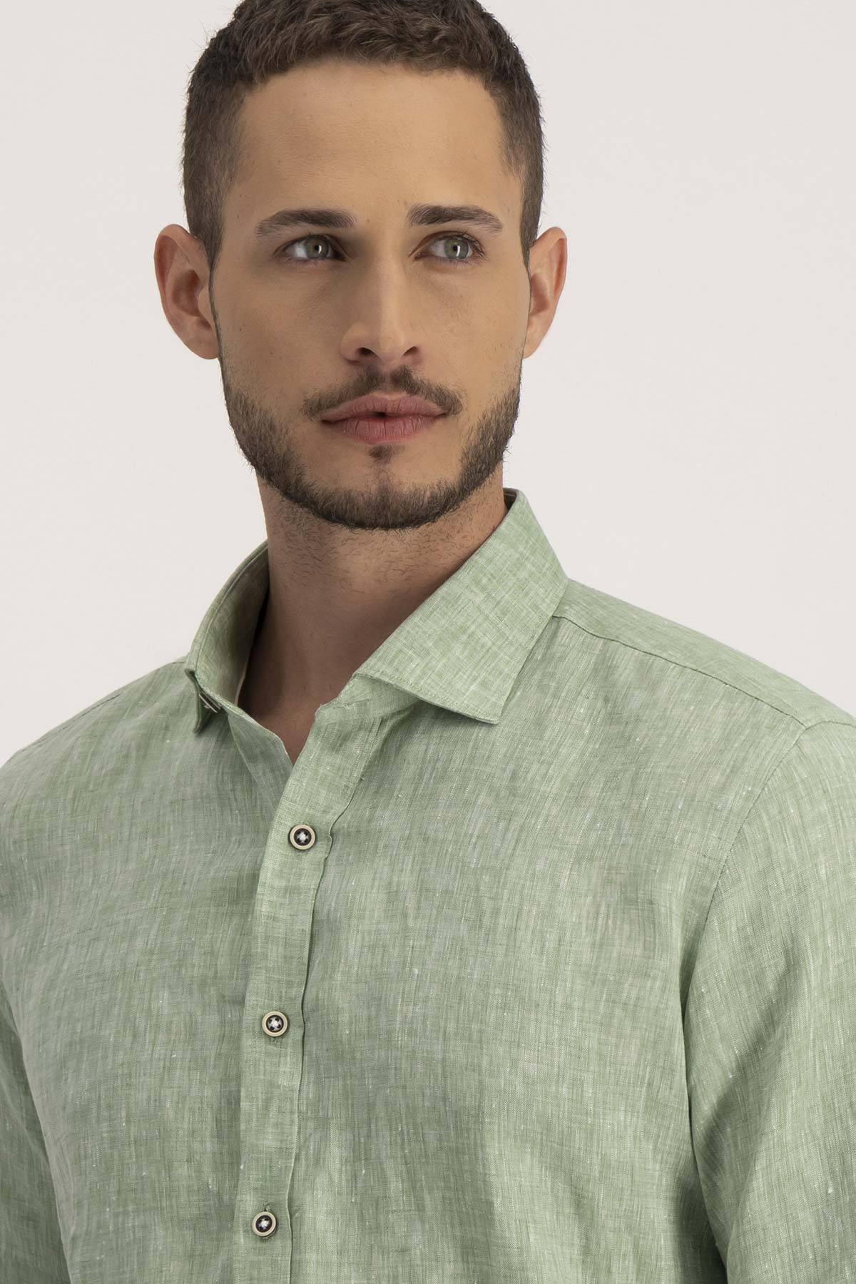 Camisa Casual LINEN Roberts Verde Slim Fit