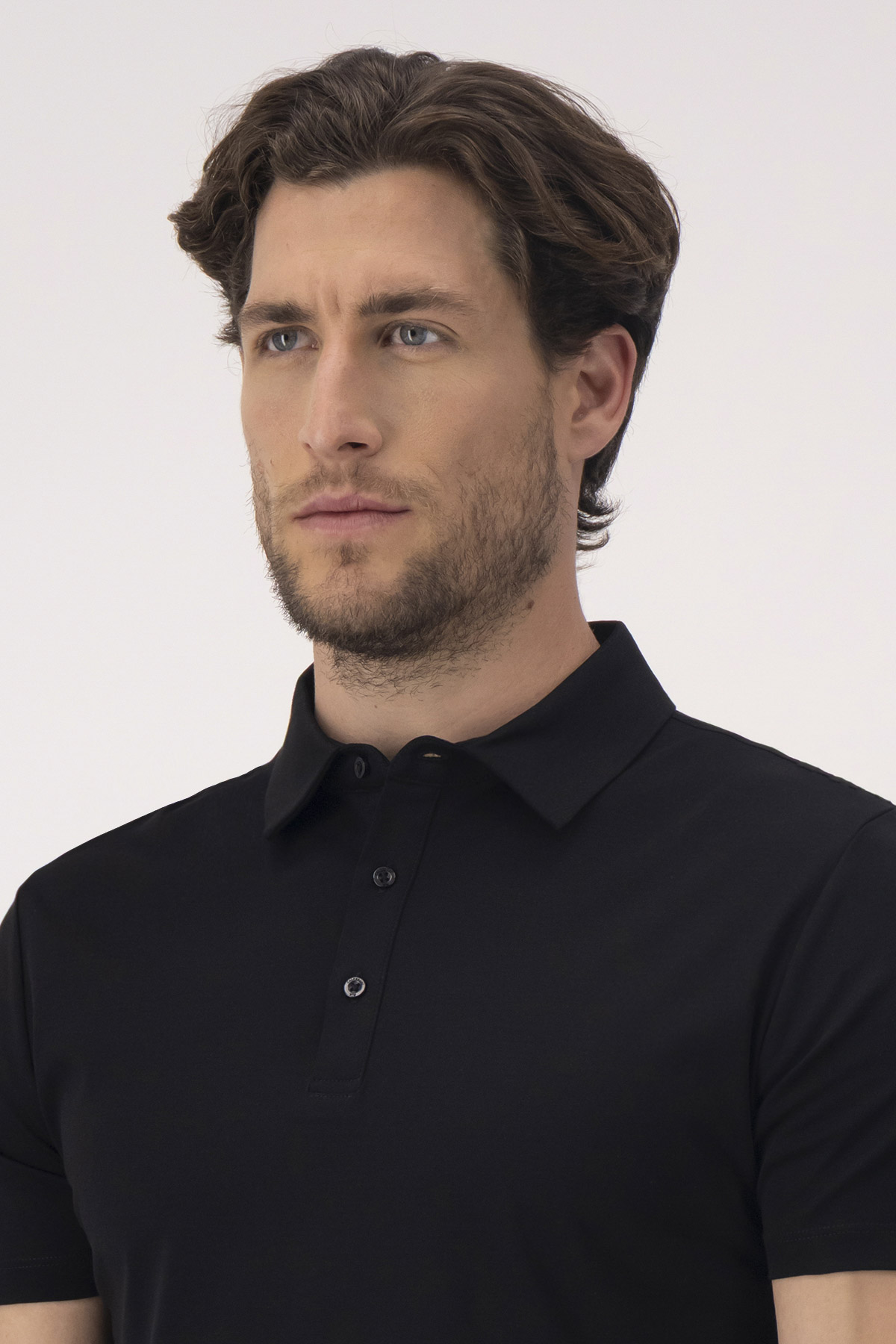 Playera Tipo Polo MERCERIZED COTTON Contemporary Fit Negro