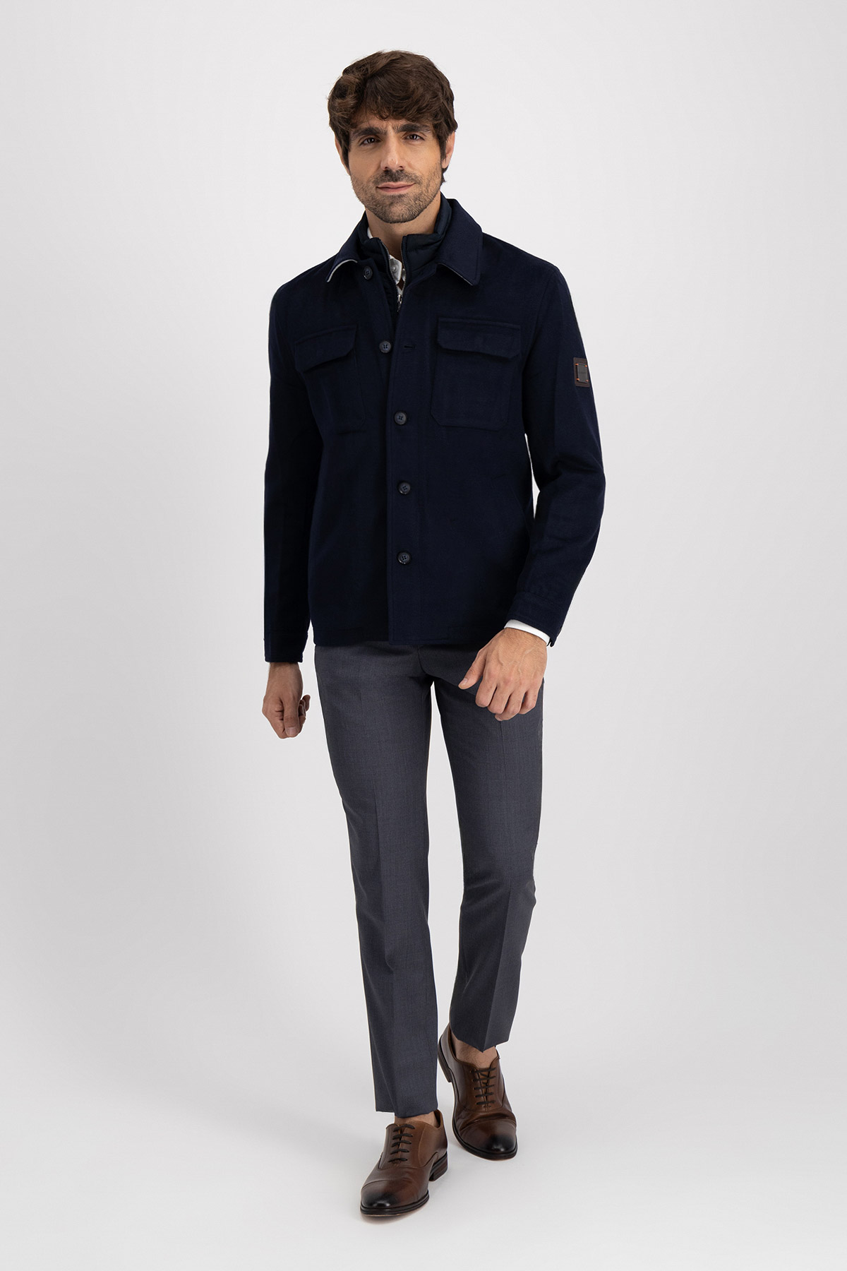 Chamarra Calderoni Azul Marino Contemporary Fit