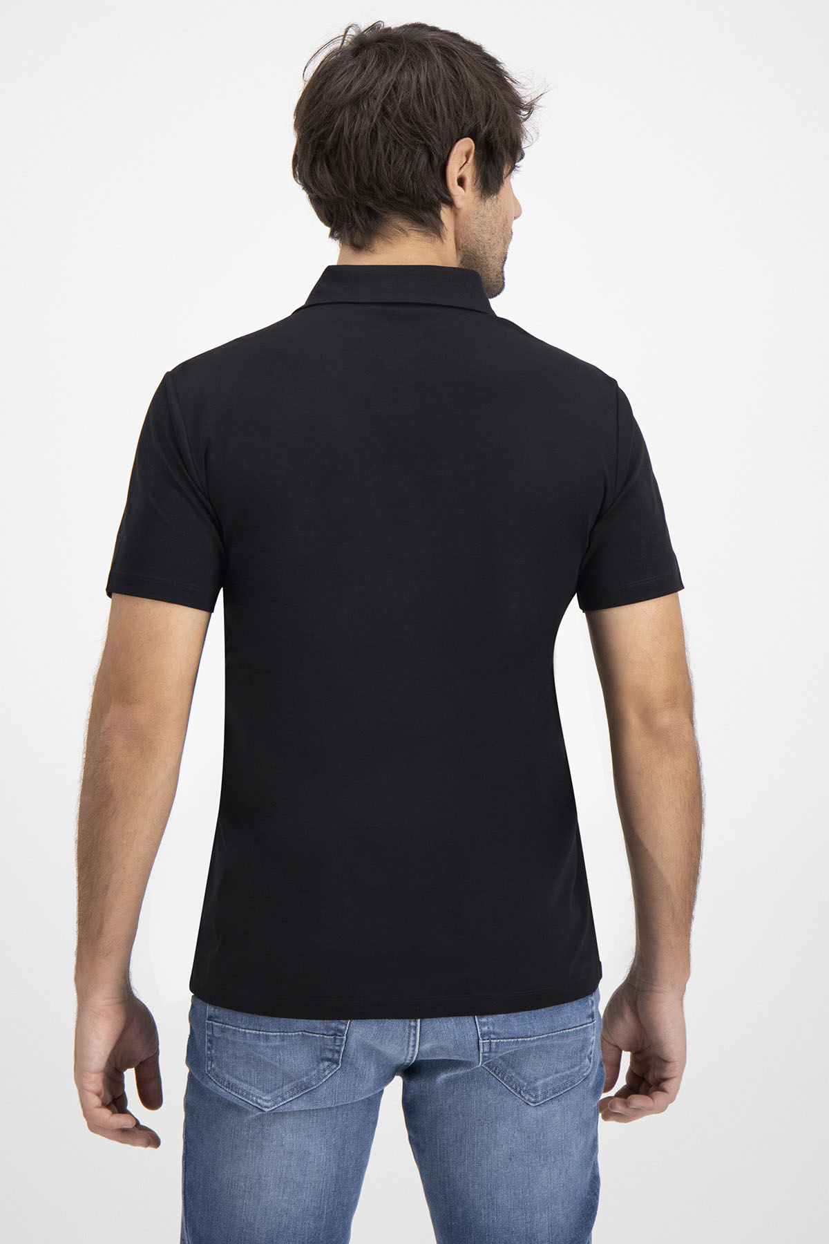 Polo MERCERIZED COTTON Calderoni Negro Contemporary Fit image number 6