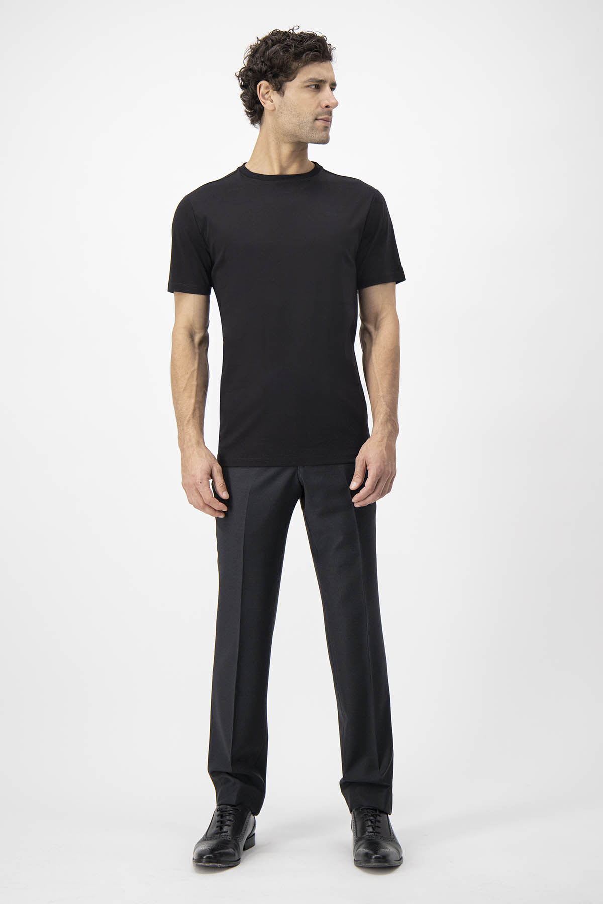 Playera MERCERIZED COTTON Calderoni Negro Contemporary Fit