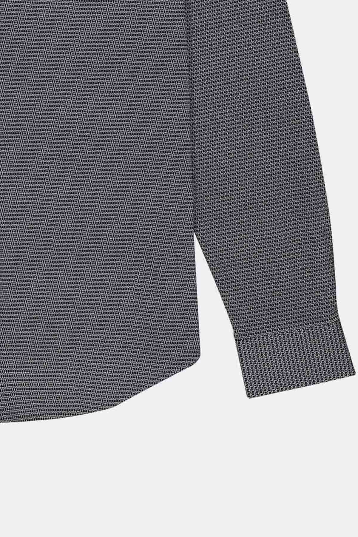 Camisa Knit Mercerized Cotton Calderoni Color Negro Slim Fit