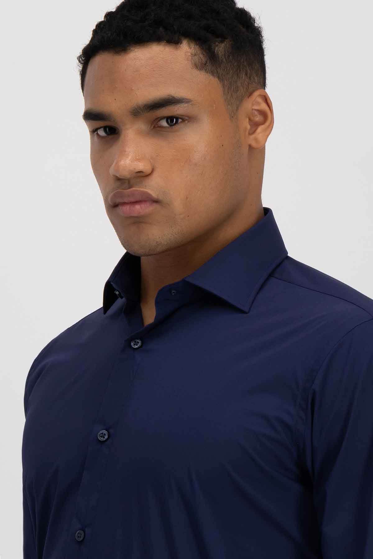 Camisa Sport Roberts Super Touch Color Azul Marino Slim Fit