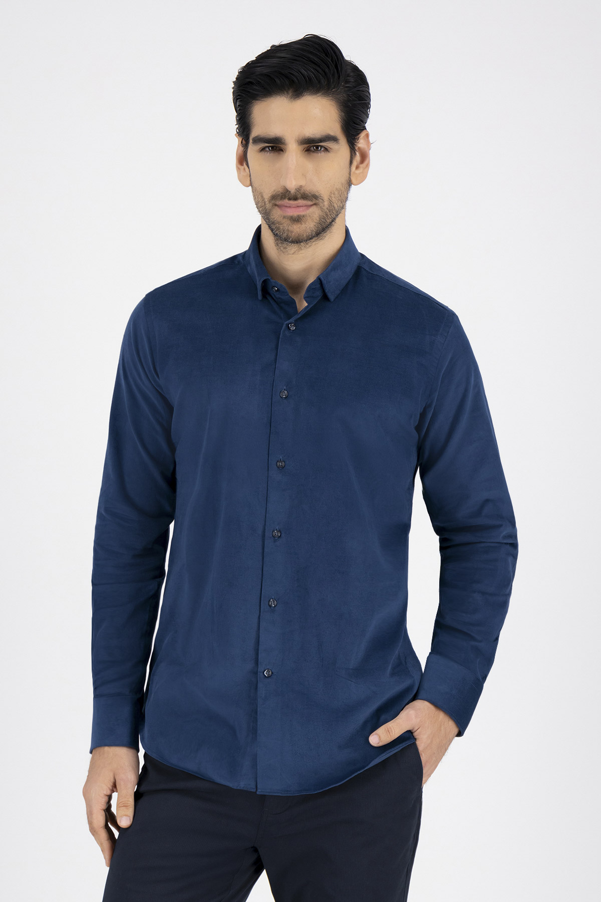 Camisa Casual Premium Cotton Slim Fit Azul