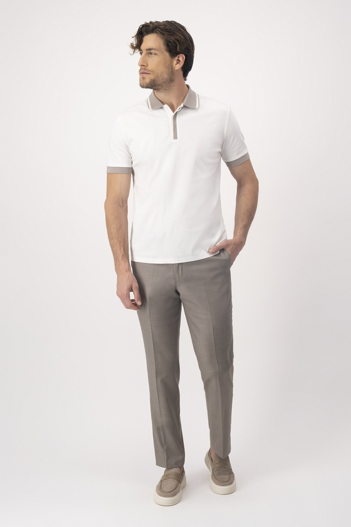 Playera Tipo Polo MERCERIZED COTTON Contemporary Fit Blanco