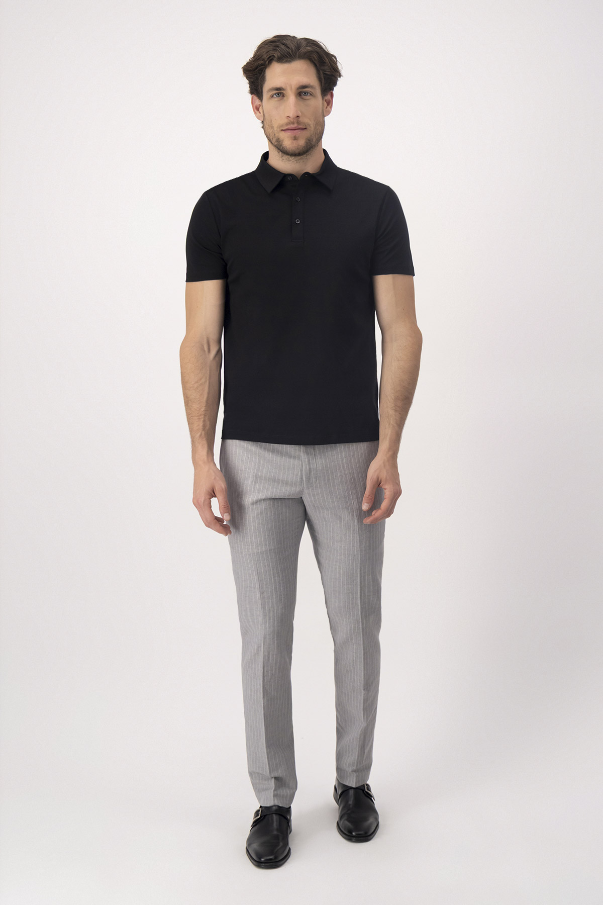 Playera Tipo Polo MERCERIZED COTTON Contemporary Fit Negro