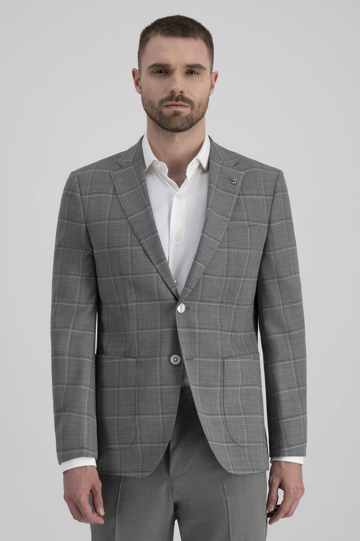 Blazer Regular Fit En Mezcla De Lana A Cuadros