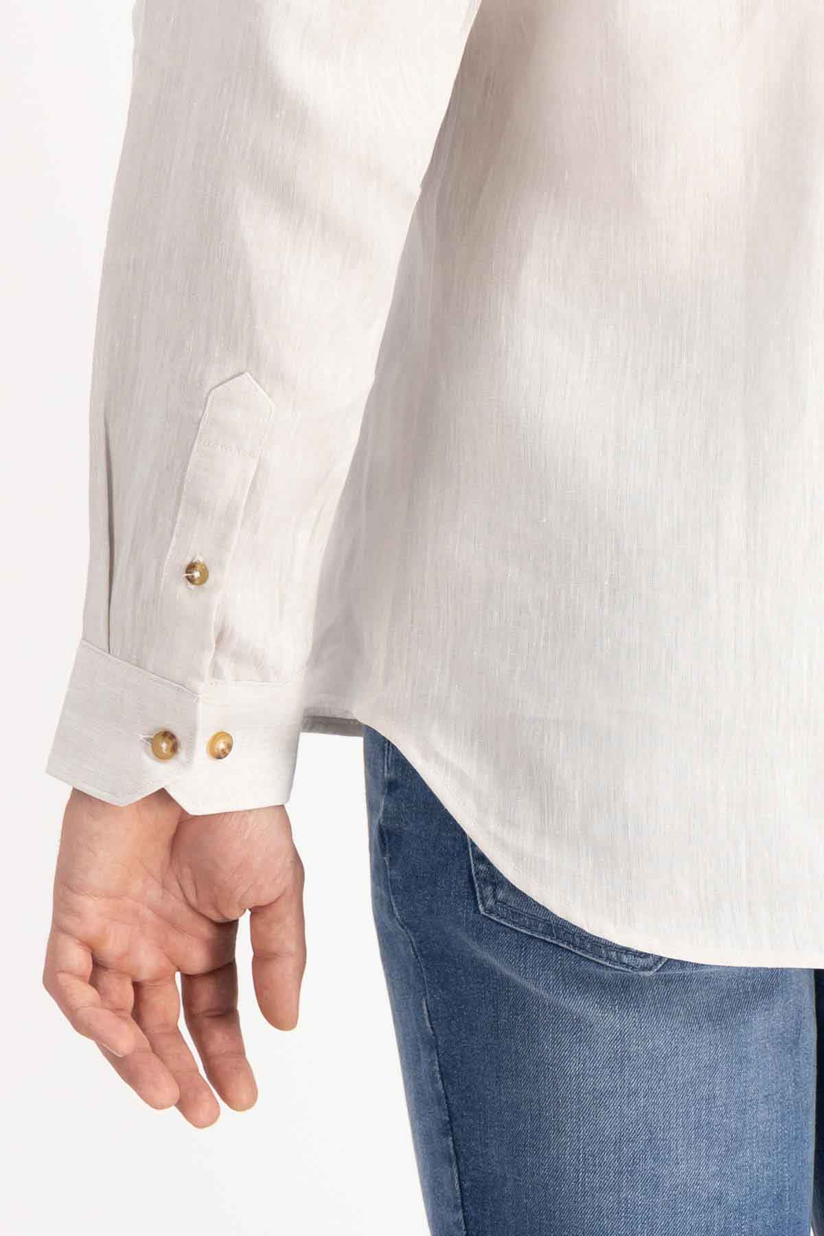 Camisa Linen Roberts Gris Perla Contemporary Fit
