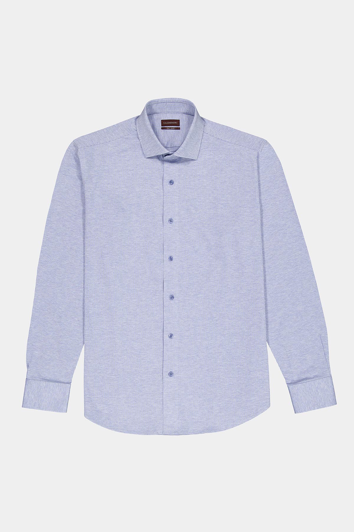 Camisa Vestir Knit Calderoni Azul Regular Fit