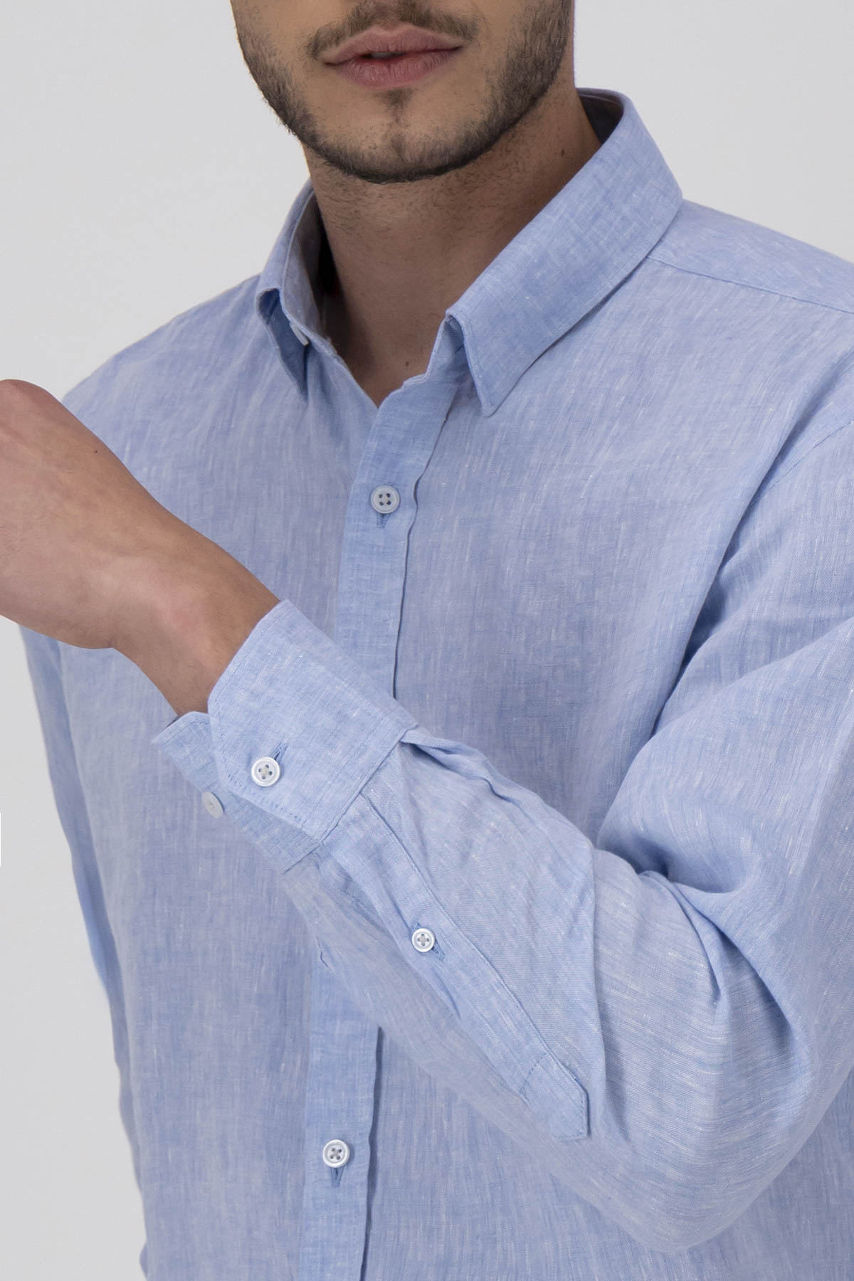 Camisa Casual LINEN Color Azul Claro Regular Fit