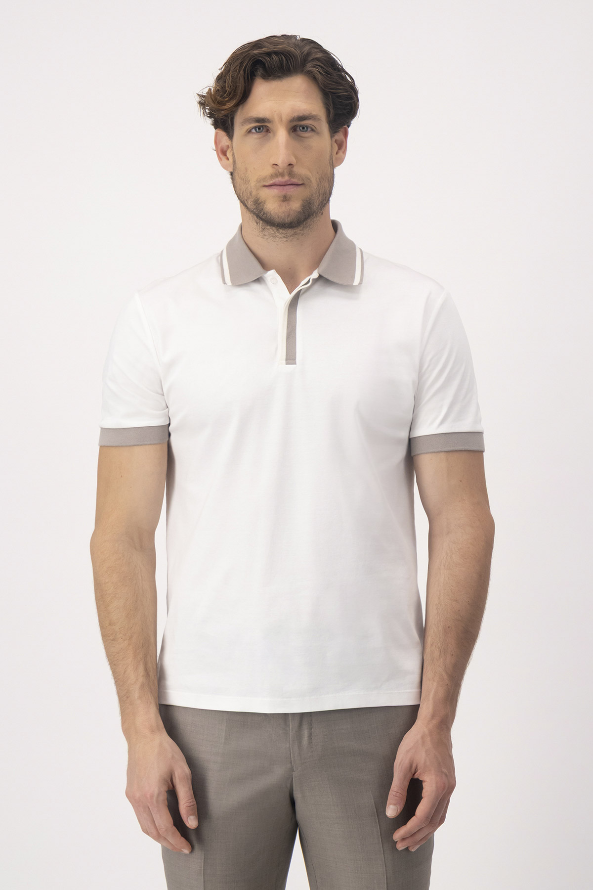 Playera Tipo Polo MERCERIZED COTTON Contemporary Fit Blanco